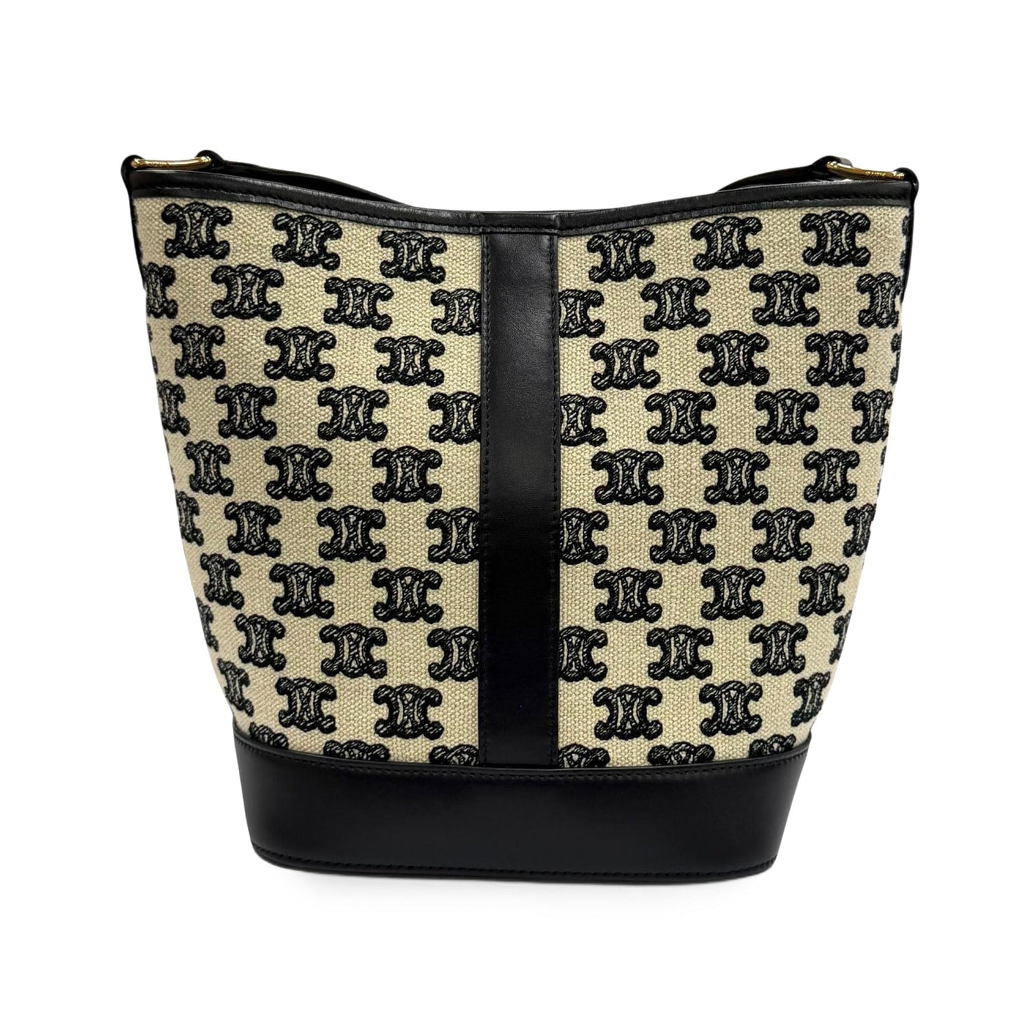 Celine Small Triomphe Embroidered Canvas Bucket Bag