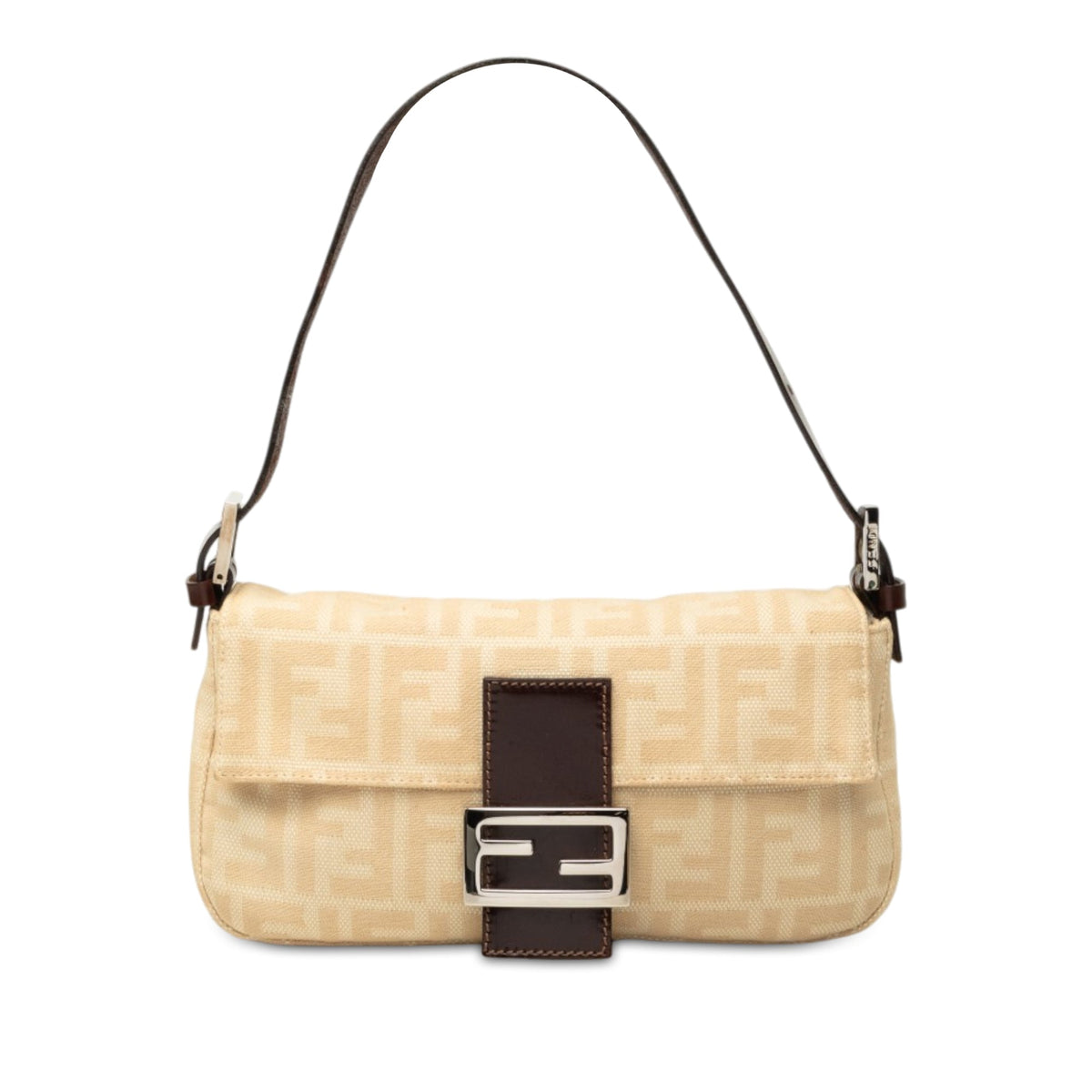 Fendi Zucca Canvas Baguette — Beige