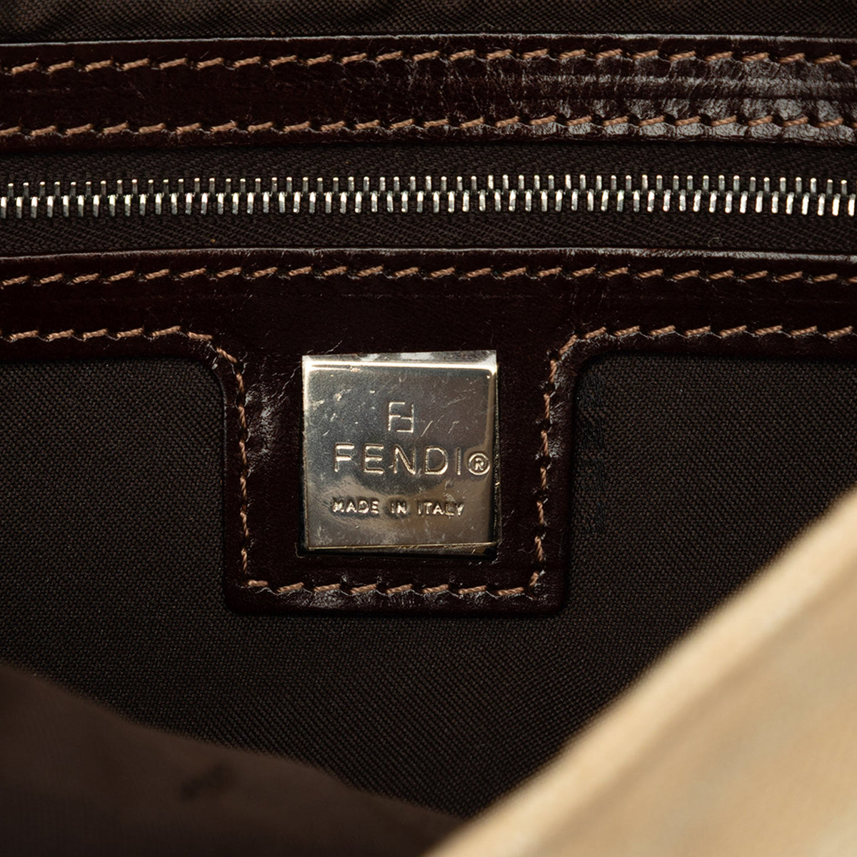 Fendi Zucca Canvas Baguette — Beige