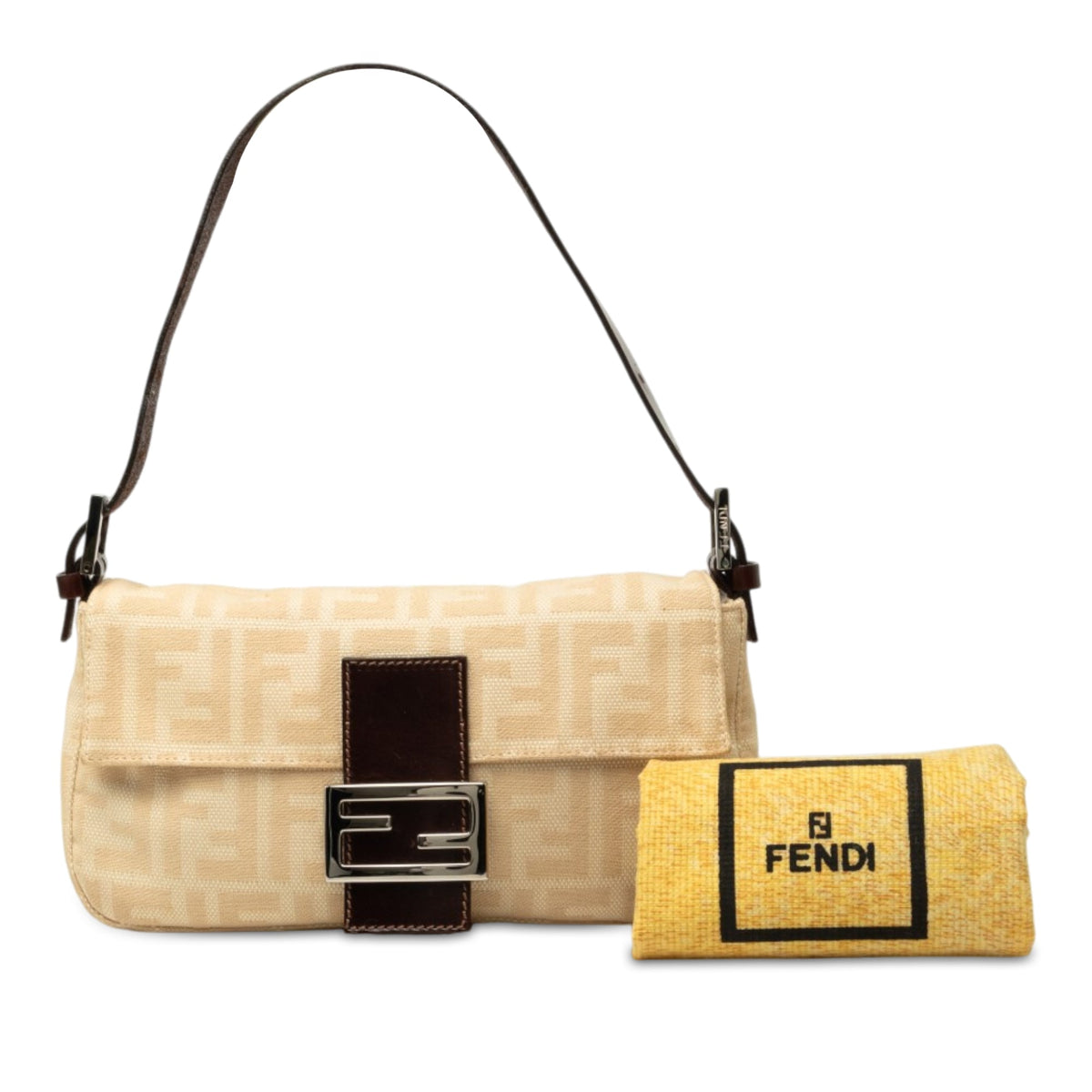 Fendi Zucca Canvas Baguette — Beige
