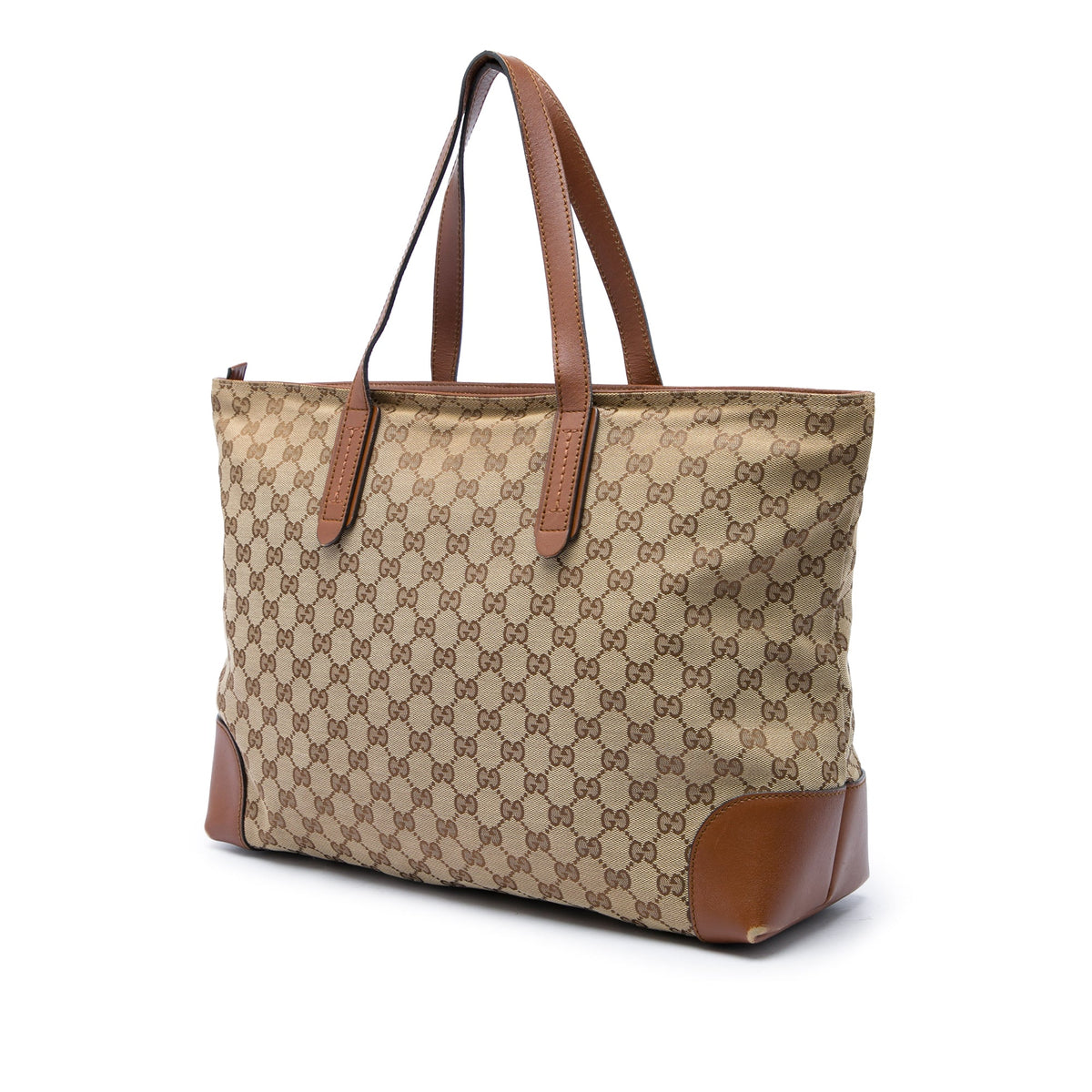 Gucci GG Canvas Web Tote — Beige