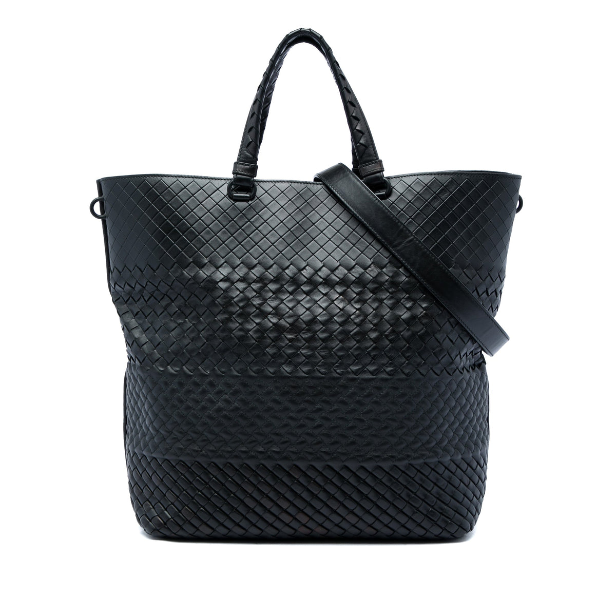 Bottega Veneta Nappa Intrecciato Imperatore Convertible Tote — Black