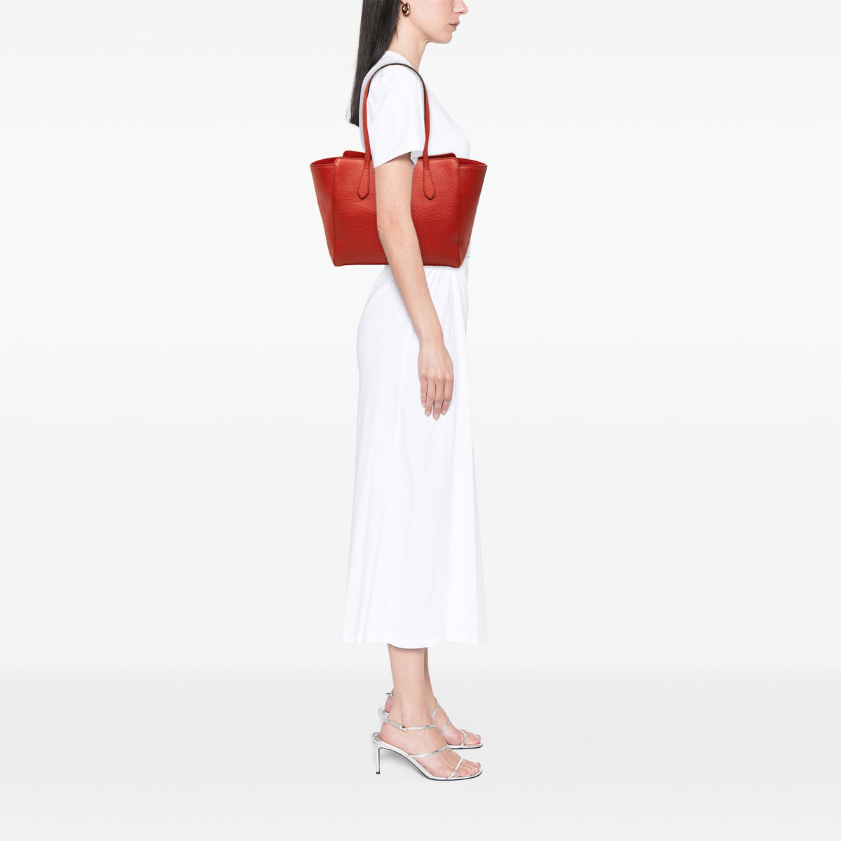 Gucci Small Calfskin Swing Tote — Red