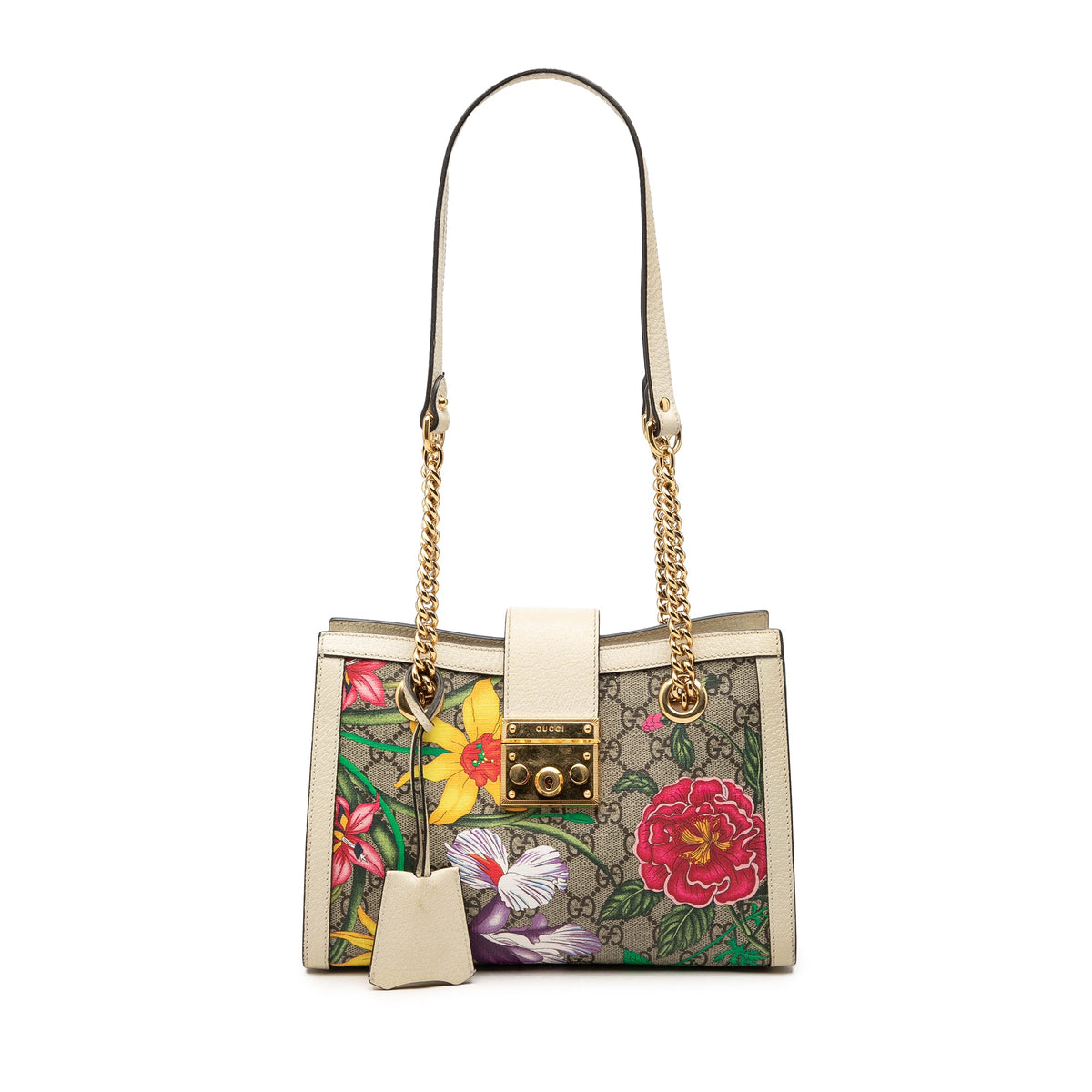 Gucci Small GG Supreme Flora Padlock Tote