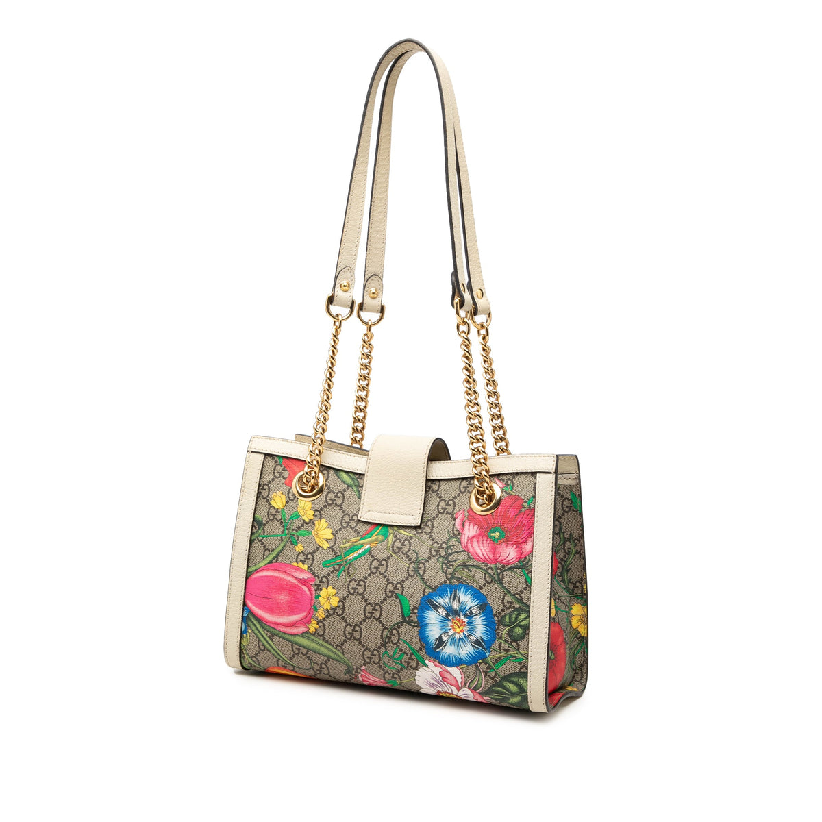 Gucci Small GG Supreme Flora Padlock Tote