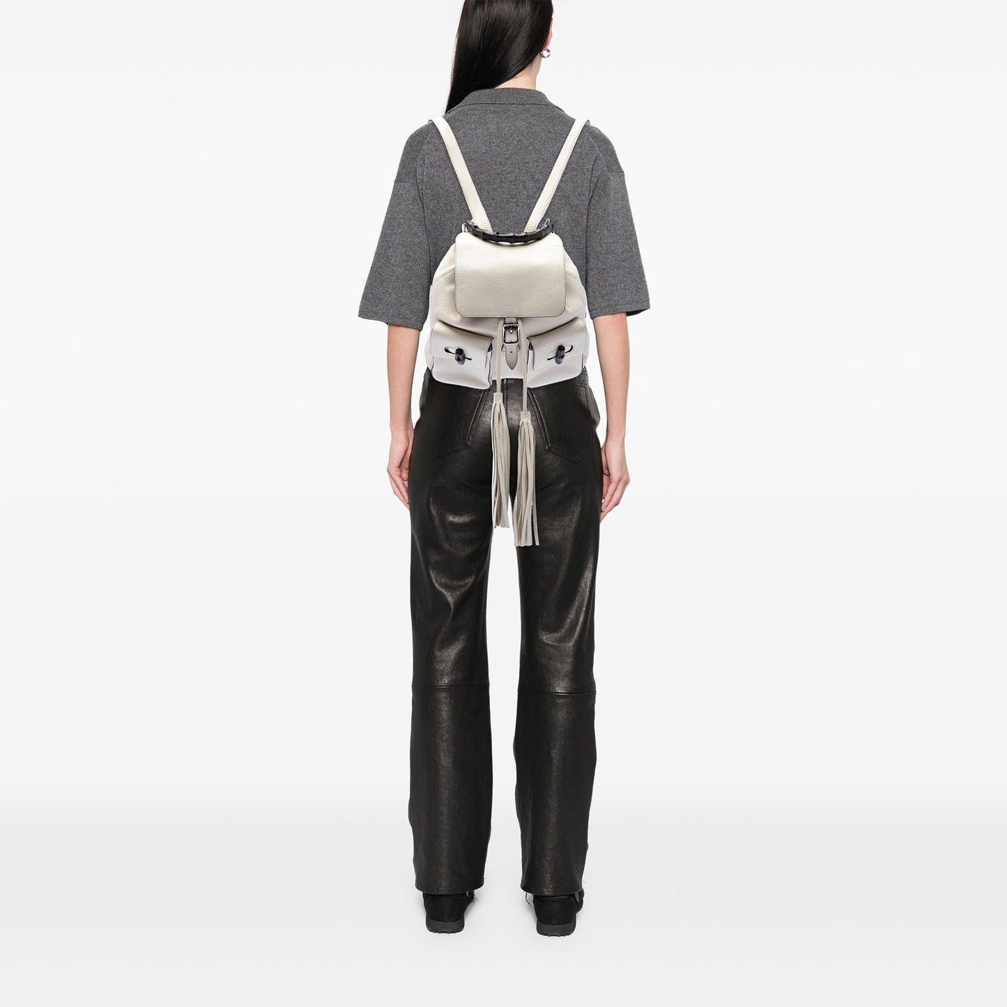 Gucci Grained Calfskin Bamboo Tassel Backpack