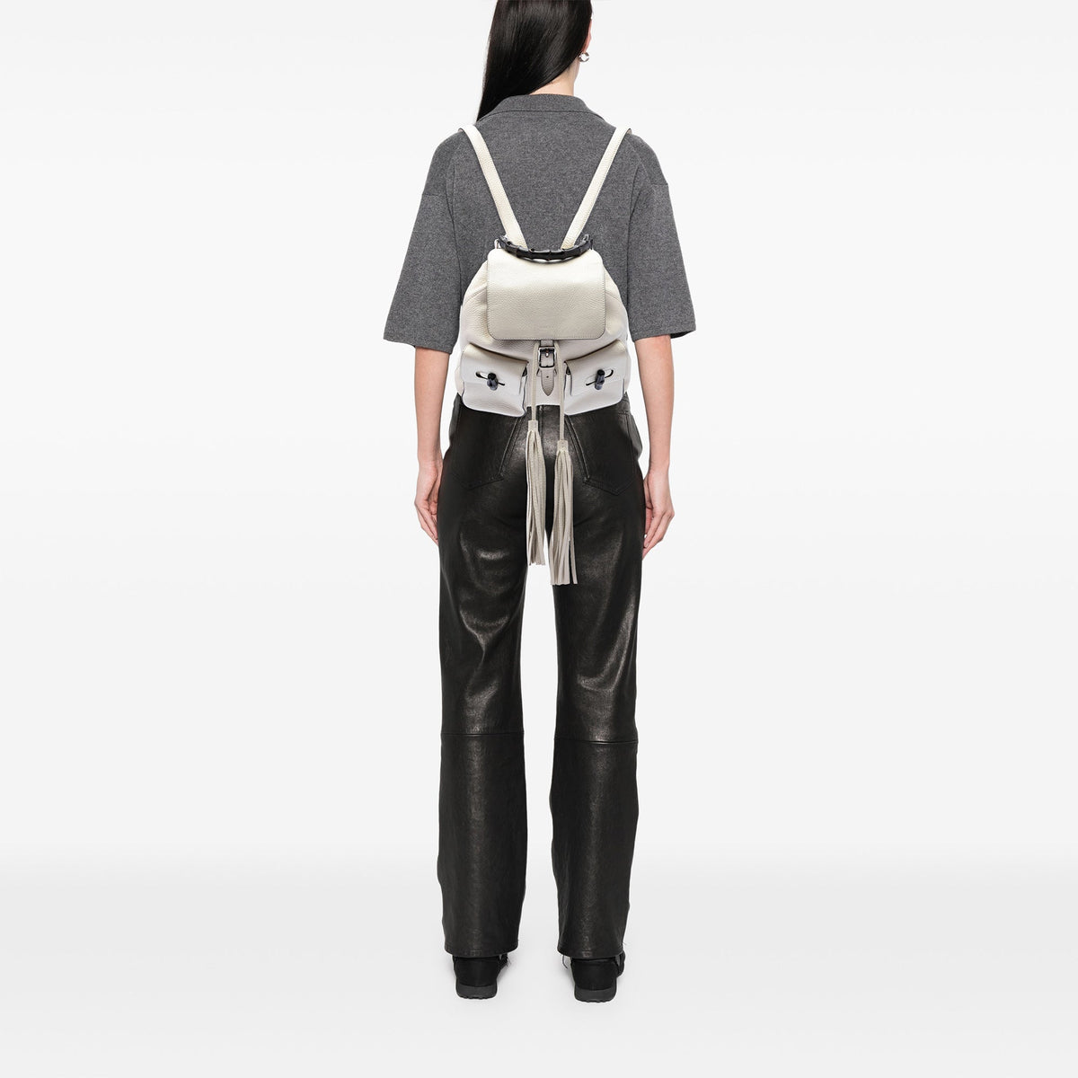 Gucci Grained Calfskin Bamboo Tassel Backpack