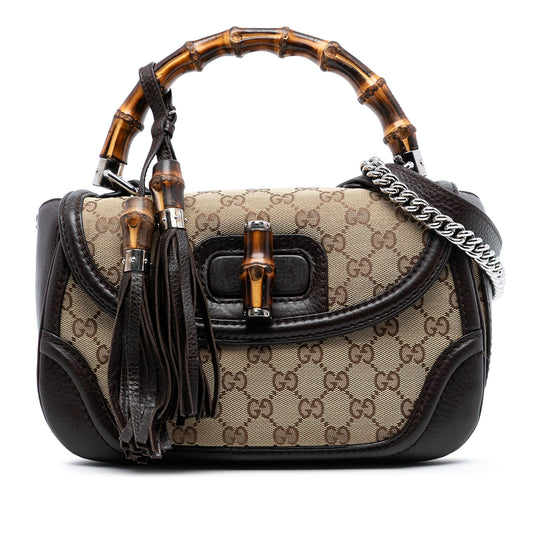 Gucci Medium GG Canvas New Bamboo Top Handle Bag
