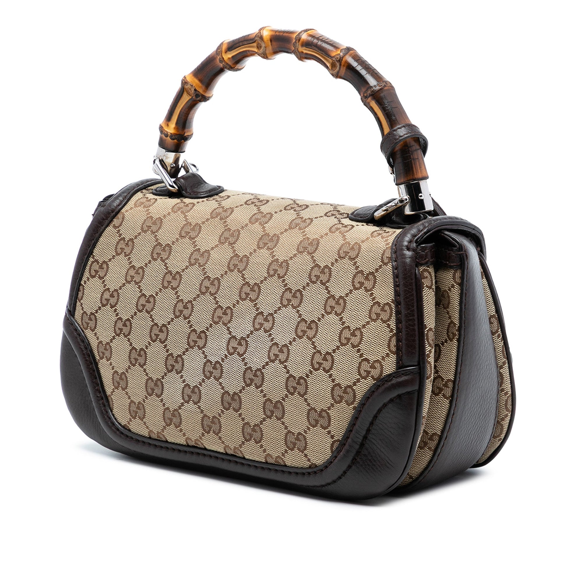 Gucci Medium GG Canvas New Bamboo Top Handle Bag