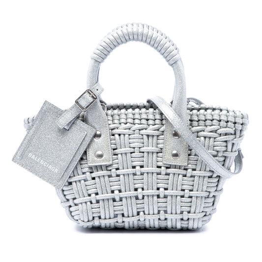 Balenciaga Metallic Faux Leather Bistro Basket Bag XXS
