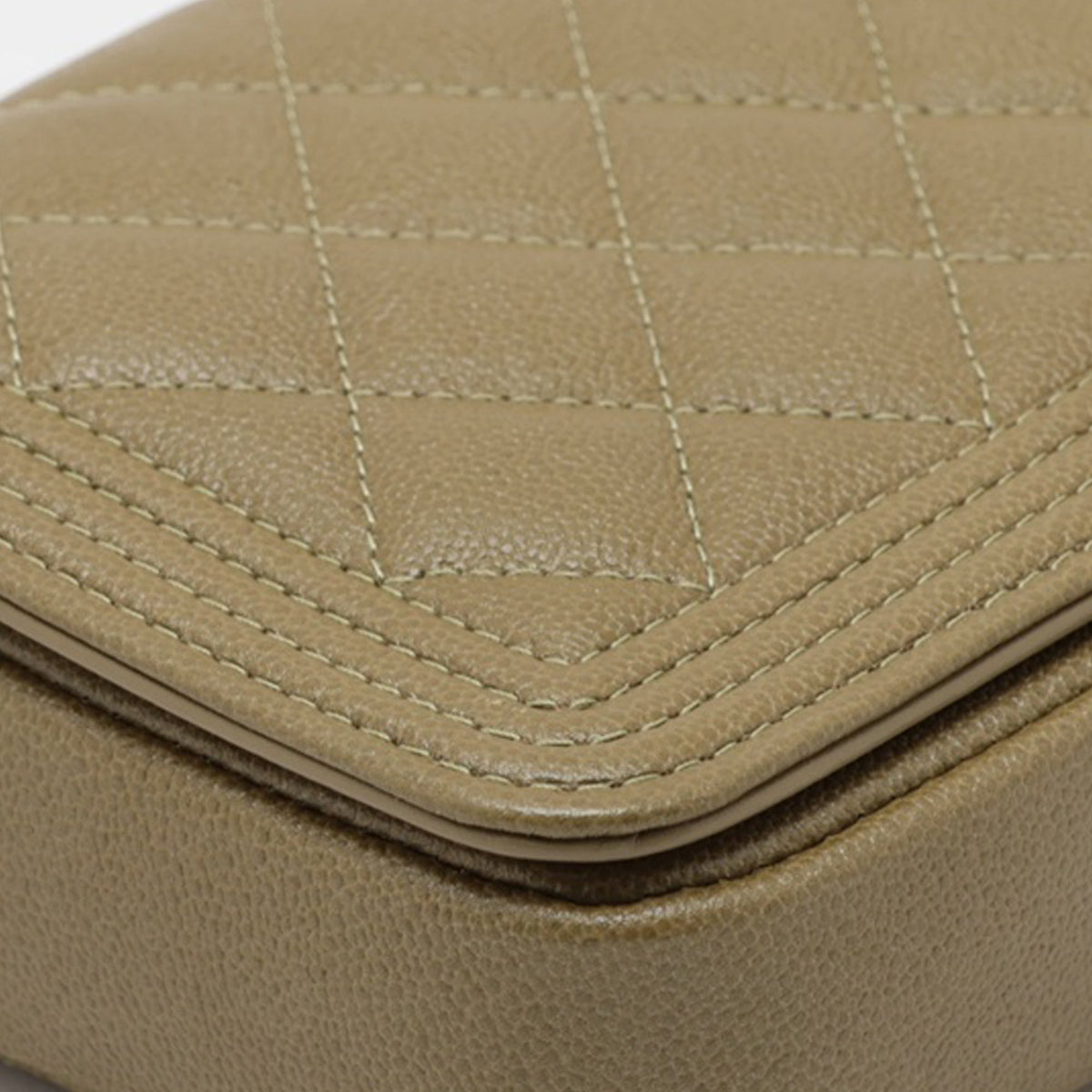 Chanel Quilted Caviar Boy Wallet on Chain — Green