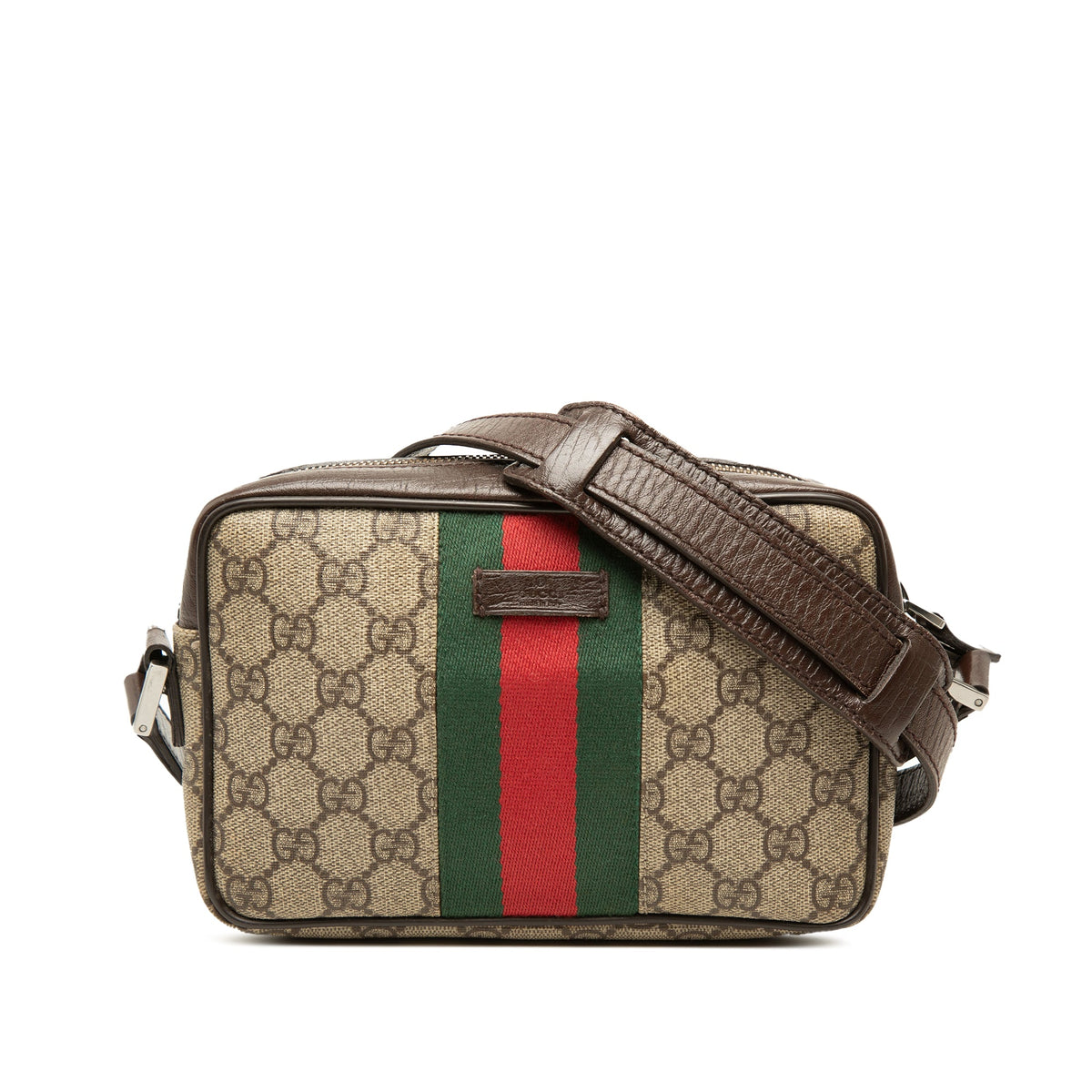 Gucci GG Supreme Web Crossbody — Beige