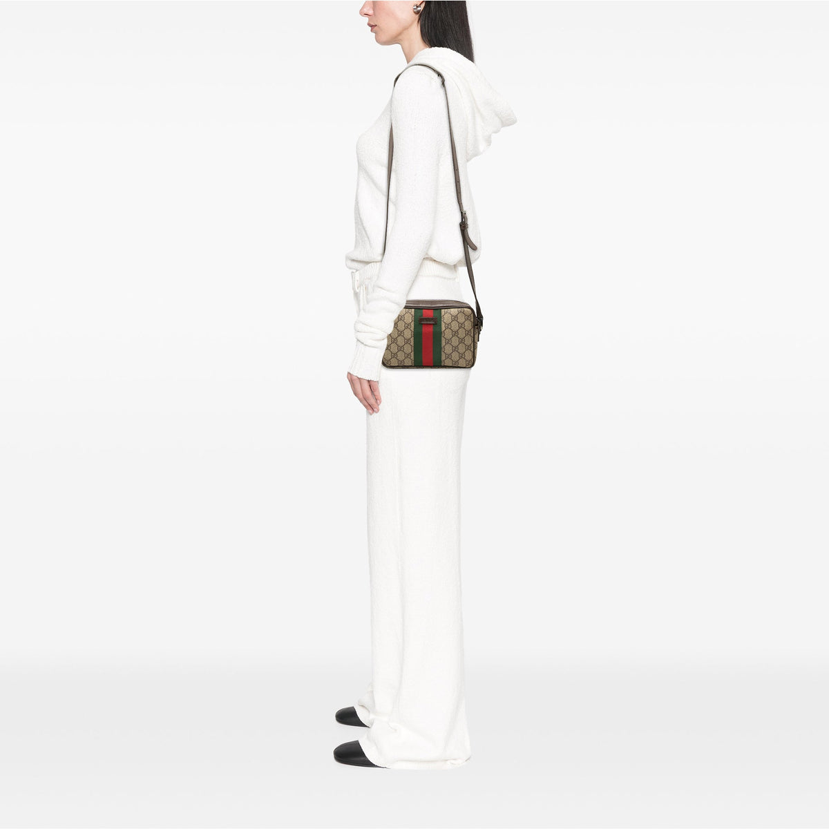 Gucci GG Supreme Web Crossbody — Beige