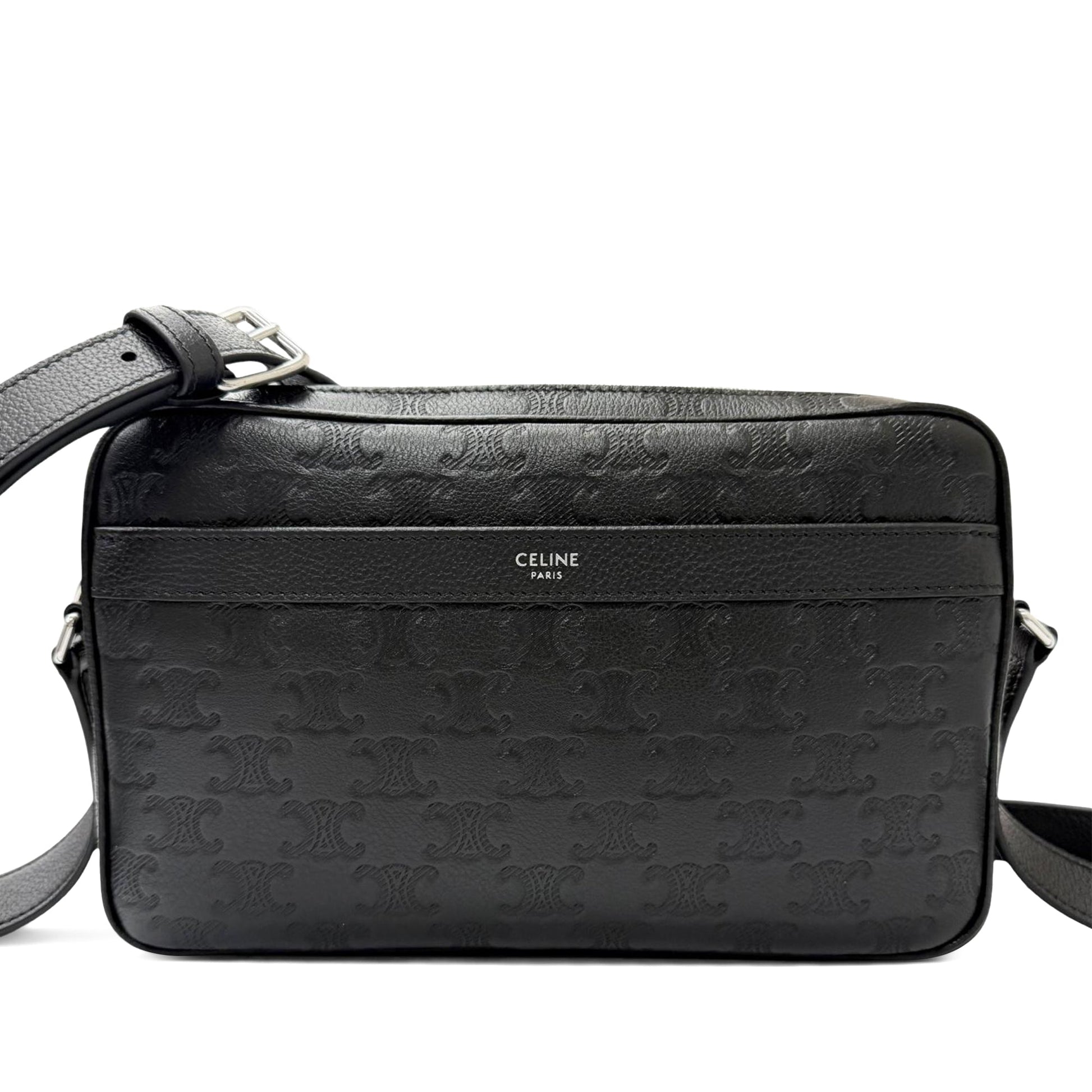 Celine Medium Triomphe Embossed Calfskin Messenger Bag