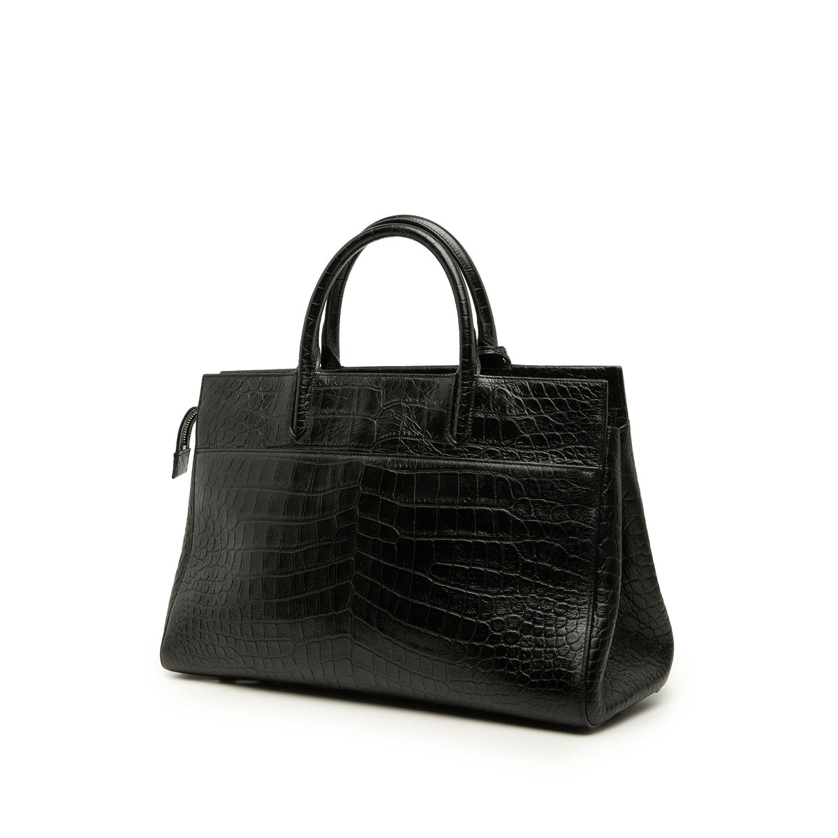 Saint Laurent Medium Croc Embossed Calfskin Cabas Rive Gauche Satchel