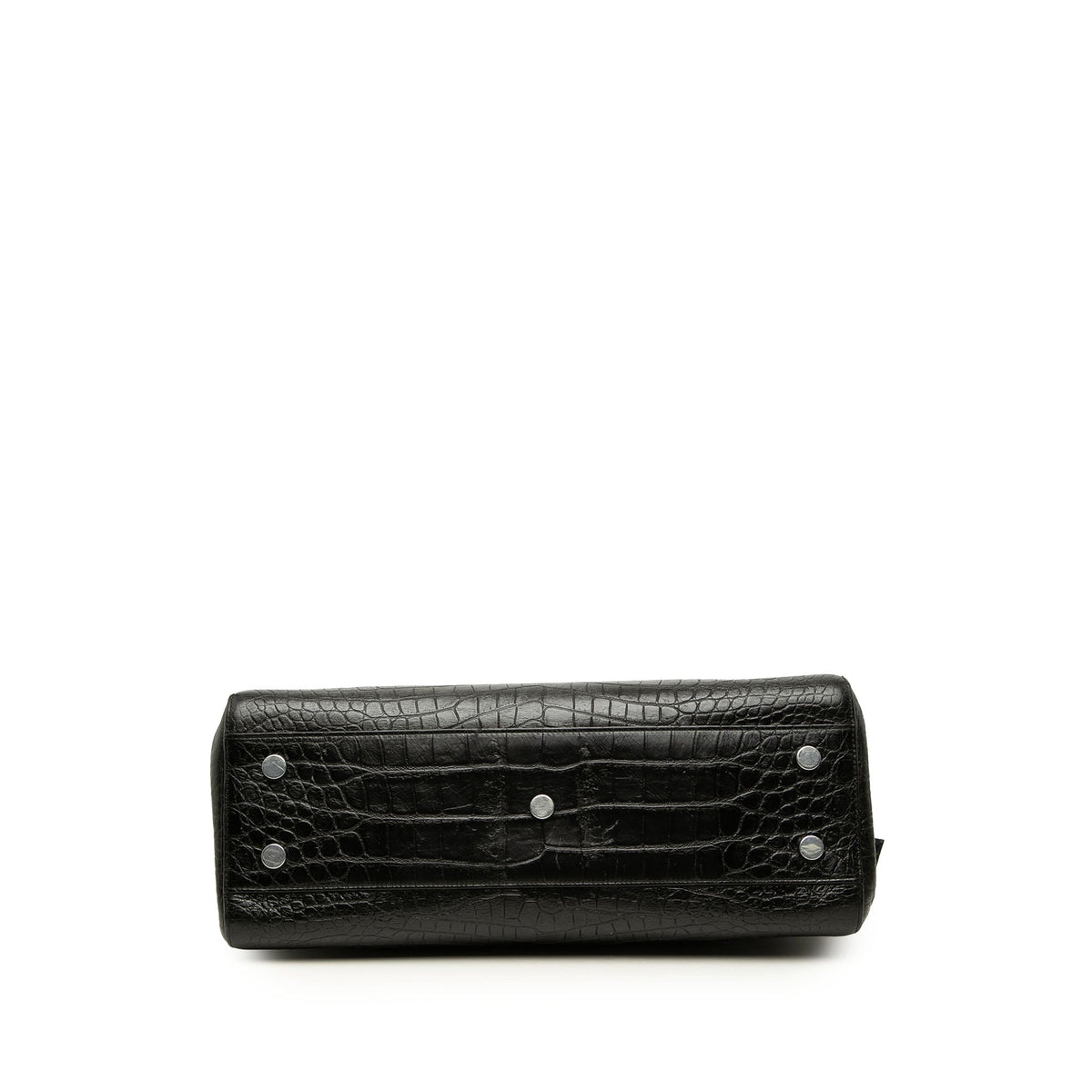 Saint Laurent Medium Croc Embossed Calfskin Cabas Rive Gauche Satchel