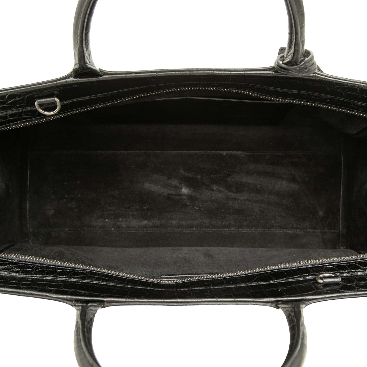 Saint Laurent Medium Croc Embossed Calfskin Cabas Rive Gauche Satchel