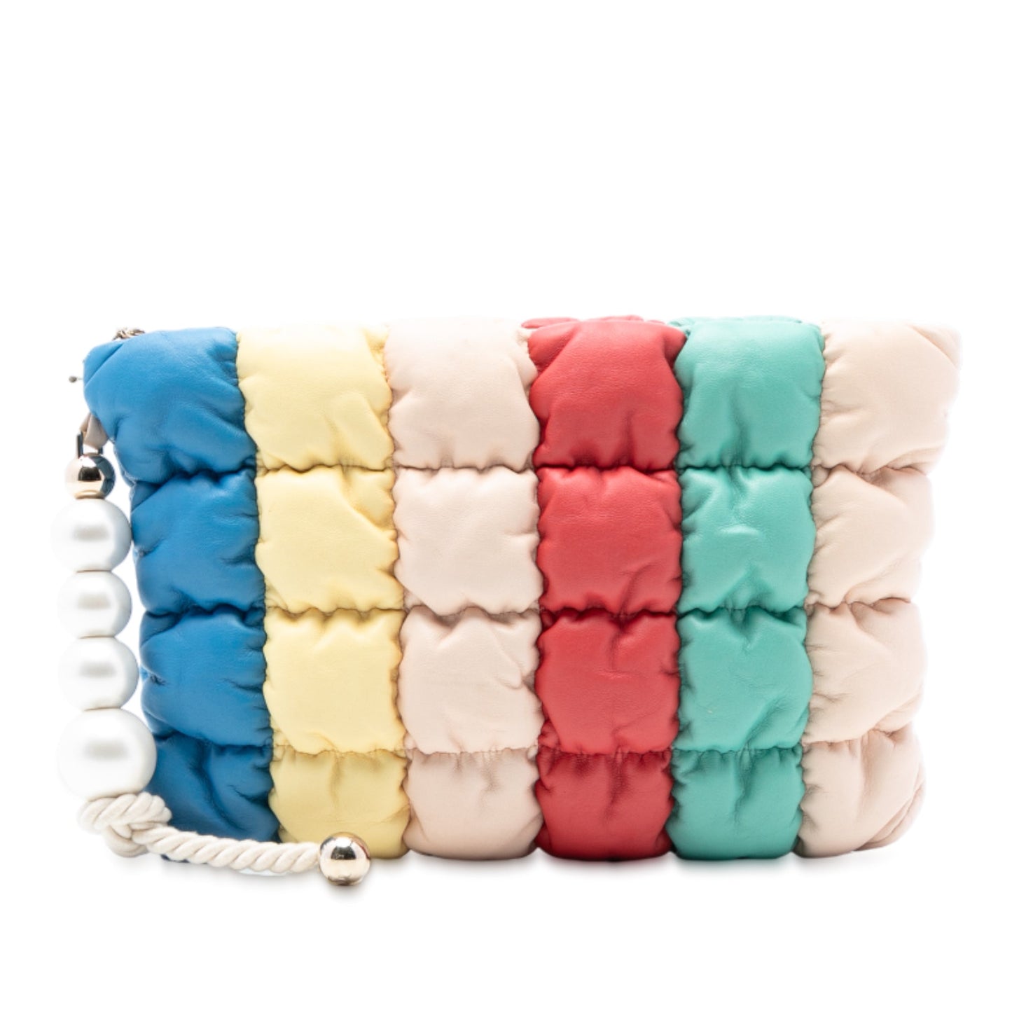 Chanel CC Multicolore Padded Lambskin Faux Pearl Clutch