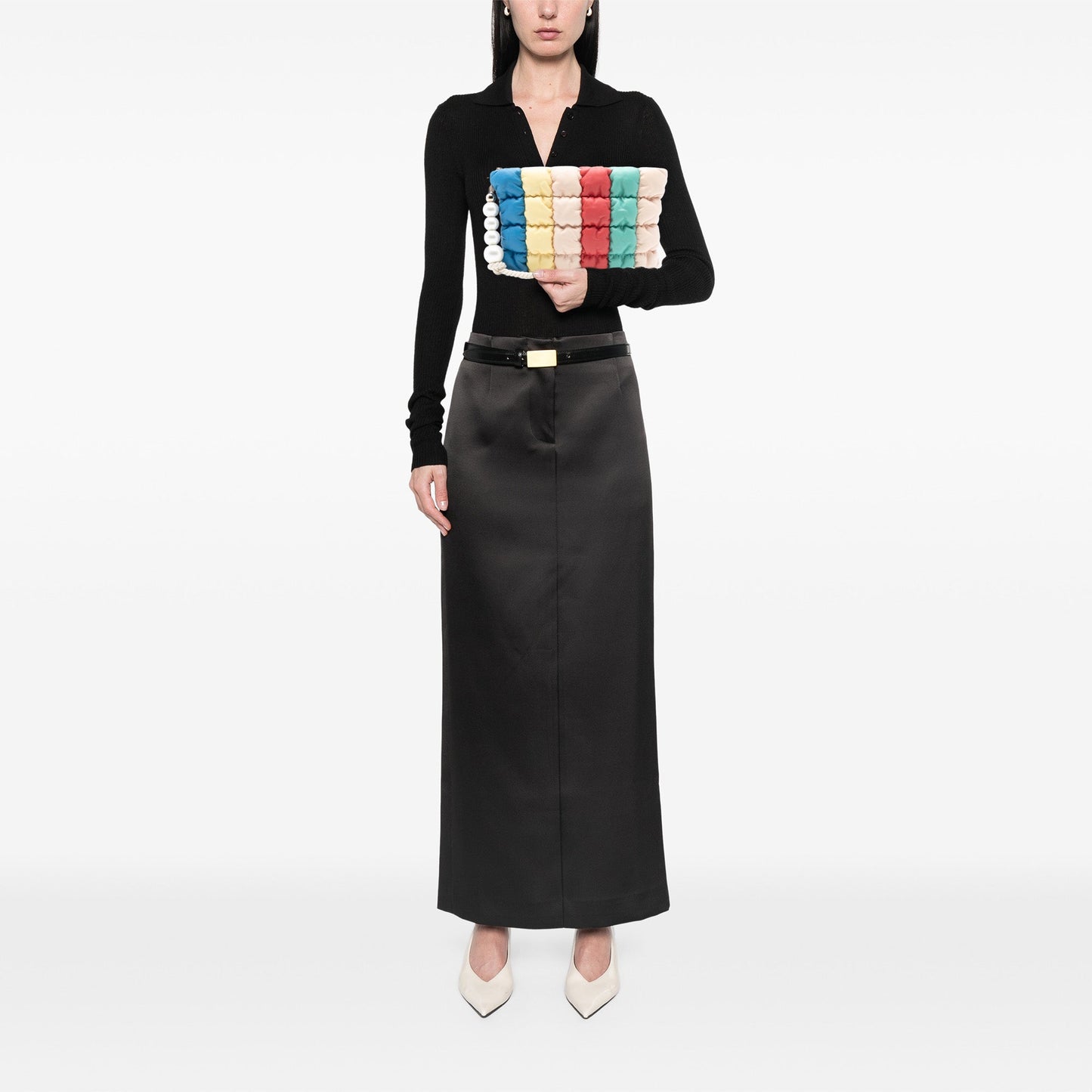 Chanel CC Multicolore Padded Lambskin Faux Pearl Clutch