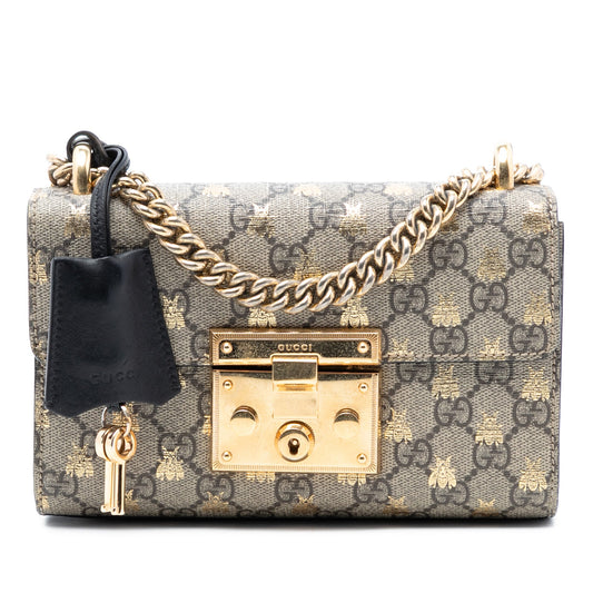 Gucci Small GG Supreme Bee Padlock Crossbody
