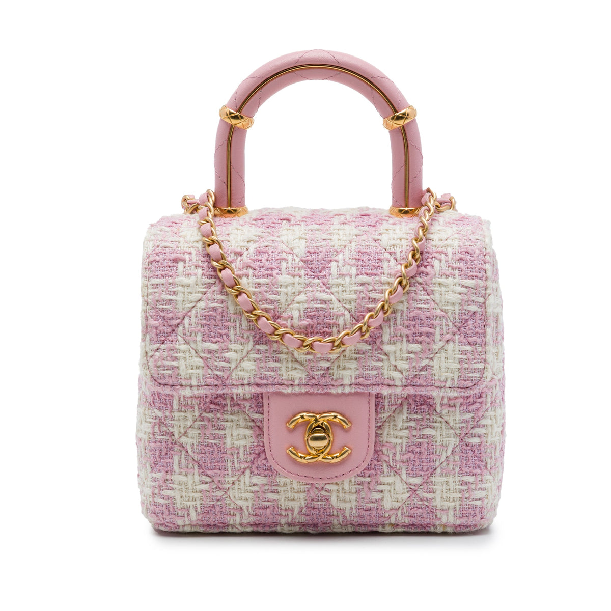 Chanel Quilted Tweed Crush Top Handle Flap