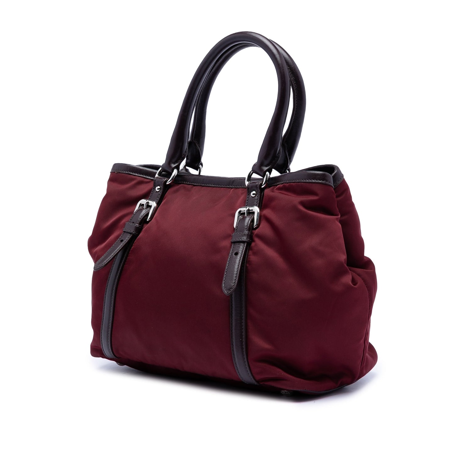 Prada Vitello Daino Trimmed Tessuto Satchel