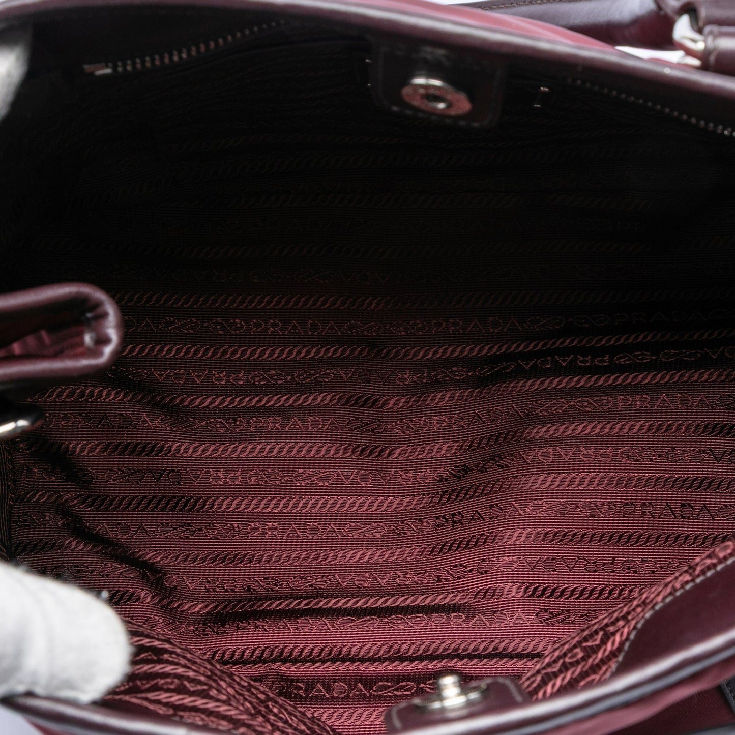Prada Vitello Daino Trimmed Tessuto Satchel