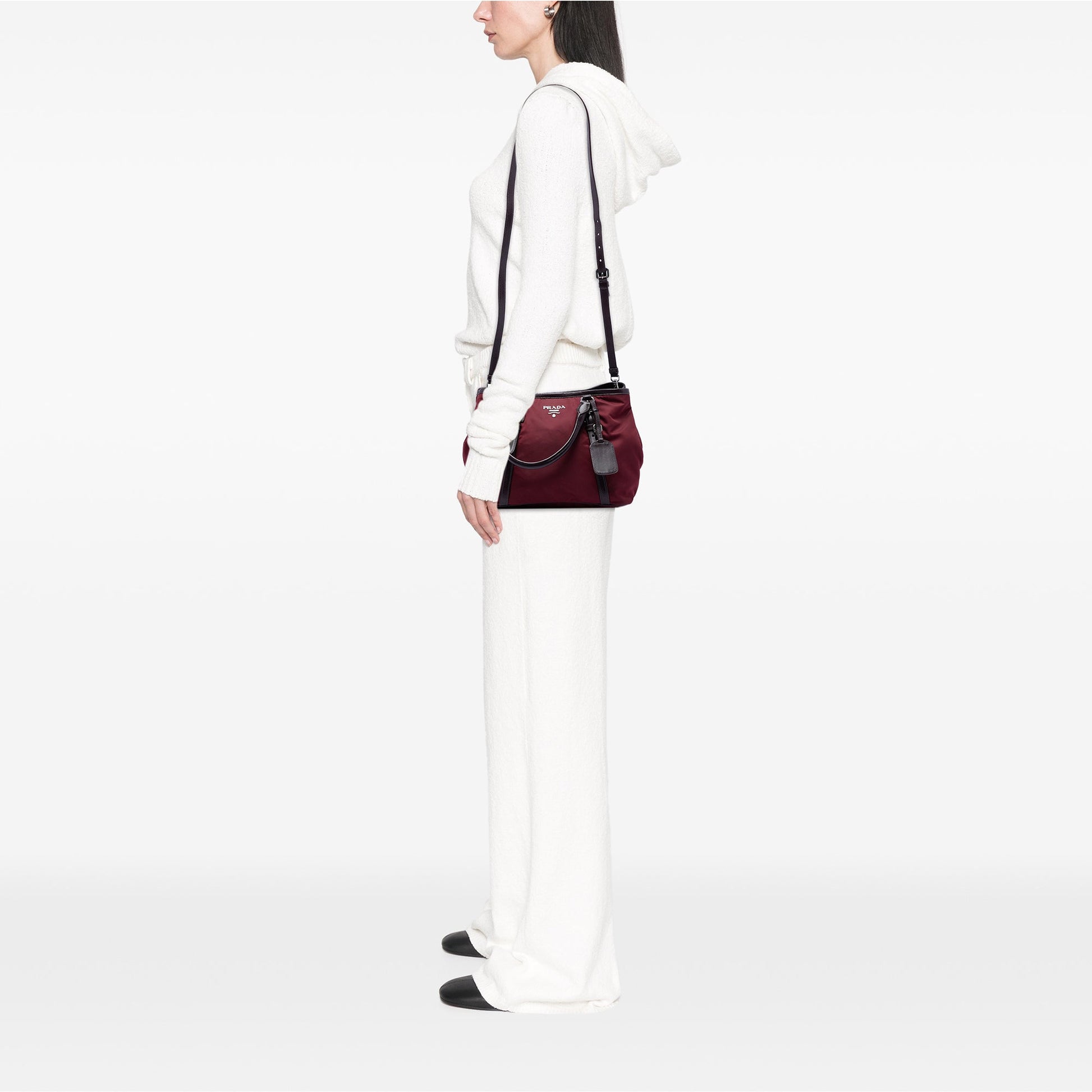 Prada Vitello Daino Trimmed Tessuto Satchel