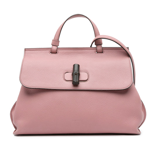 Gucci Medium Leather Bamboo Daily Satchel