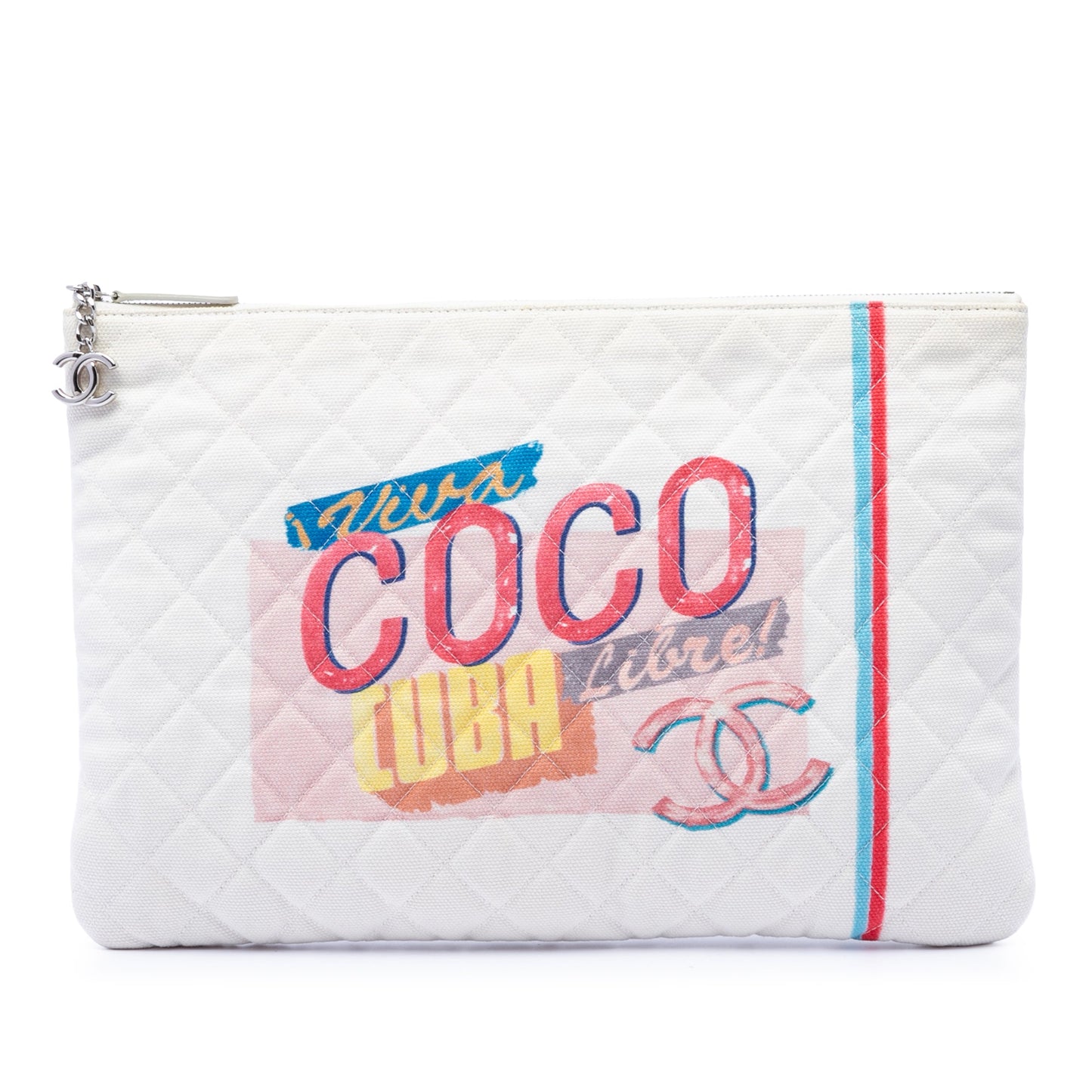 Chanel Large Quilted Printed Canvas Coco Cuba Libre O Case Clutch