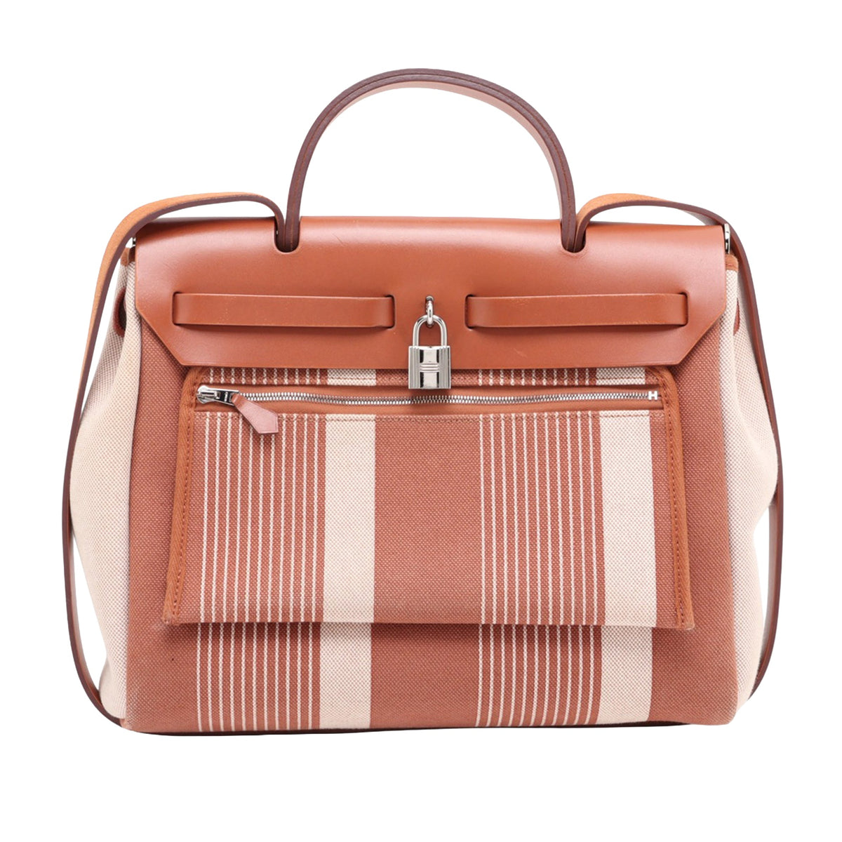 Hermès Toile H Vibration Herbag Zip 31 — Beige