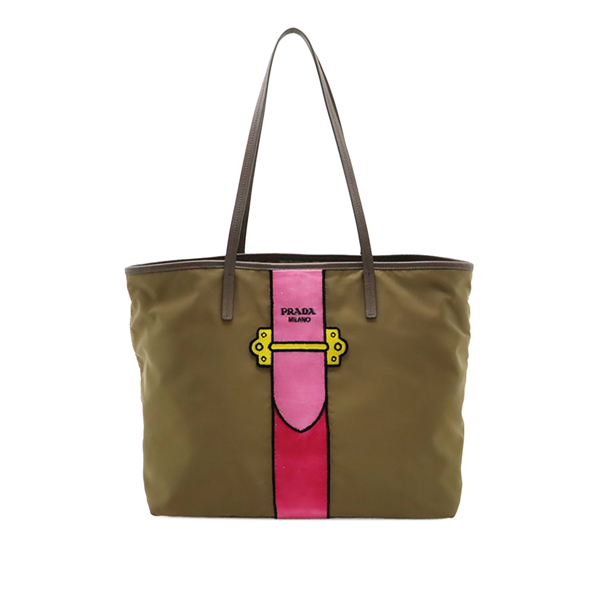 Prada Saffiano Trimmed Tessuto Velluto Ricamo Trompe L oeil Tote