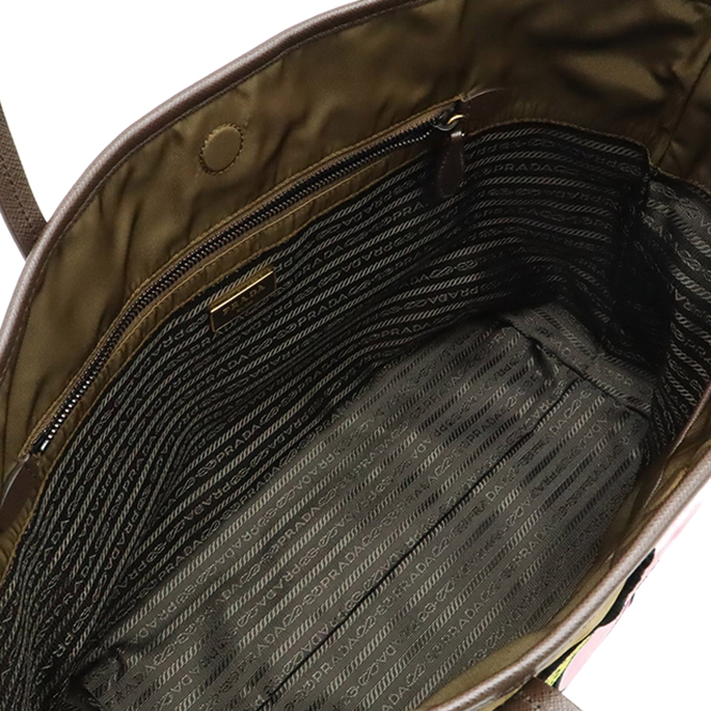 Prada Saffiano Trimmed Tessuto Velluto Ricamo Trompe L oeil Tote