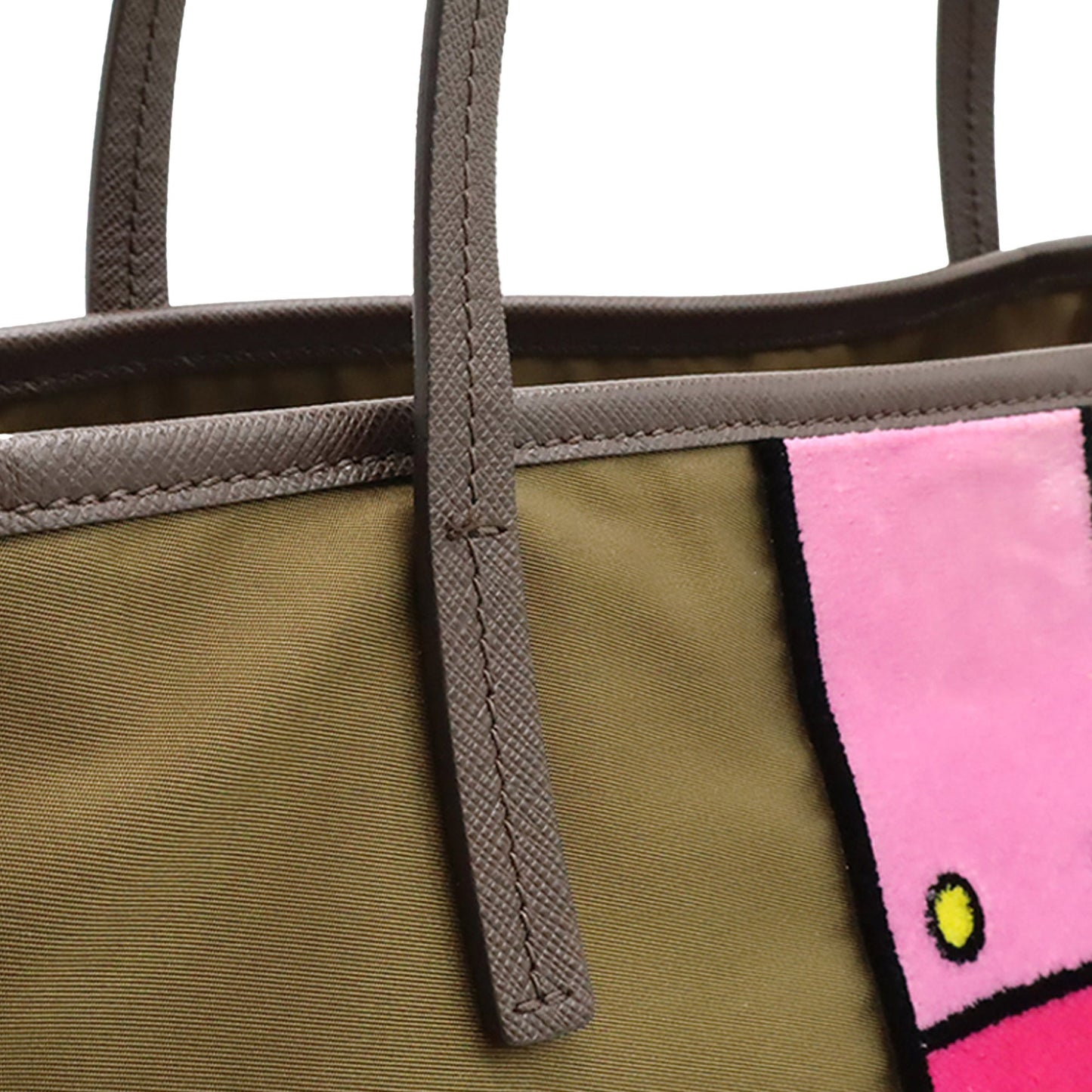 Prada Saffiano Trimmed Tessuto Velluto Ricamo Trompe L oeil Tote