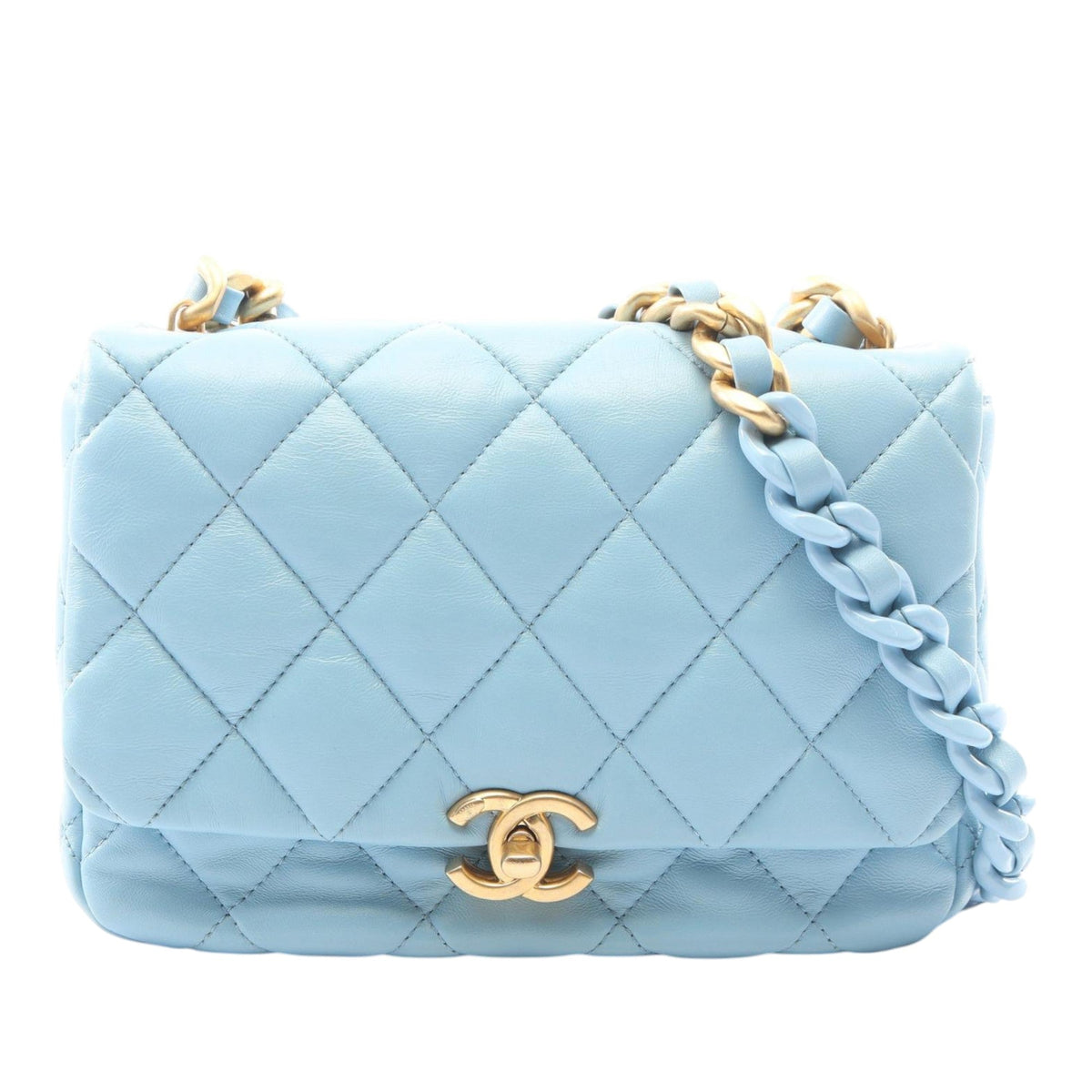 Chanel Mini Quilted Lambskin Lacquered Chain Flap