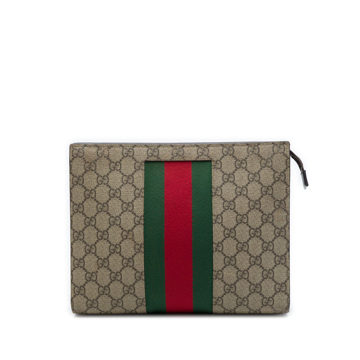 Gucci GG Supreme Web Clutch — Beige
