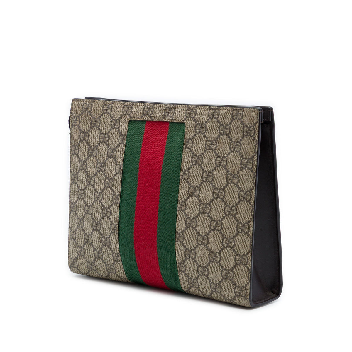 Gucci GG Supreme Web Clutch — Beige