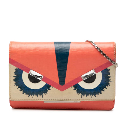 Fendi Vitello Elite Crystal Eye Monster Continental Wallet on Chain
