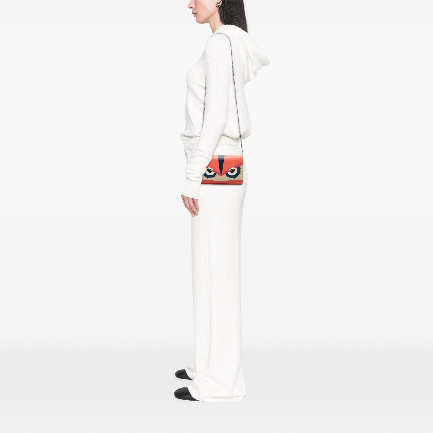 Fendi Vitello Elite Crystal Eye Monster Continental Wallet on Chain