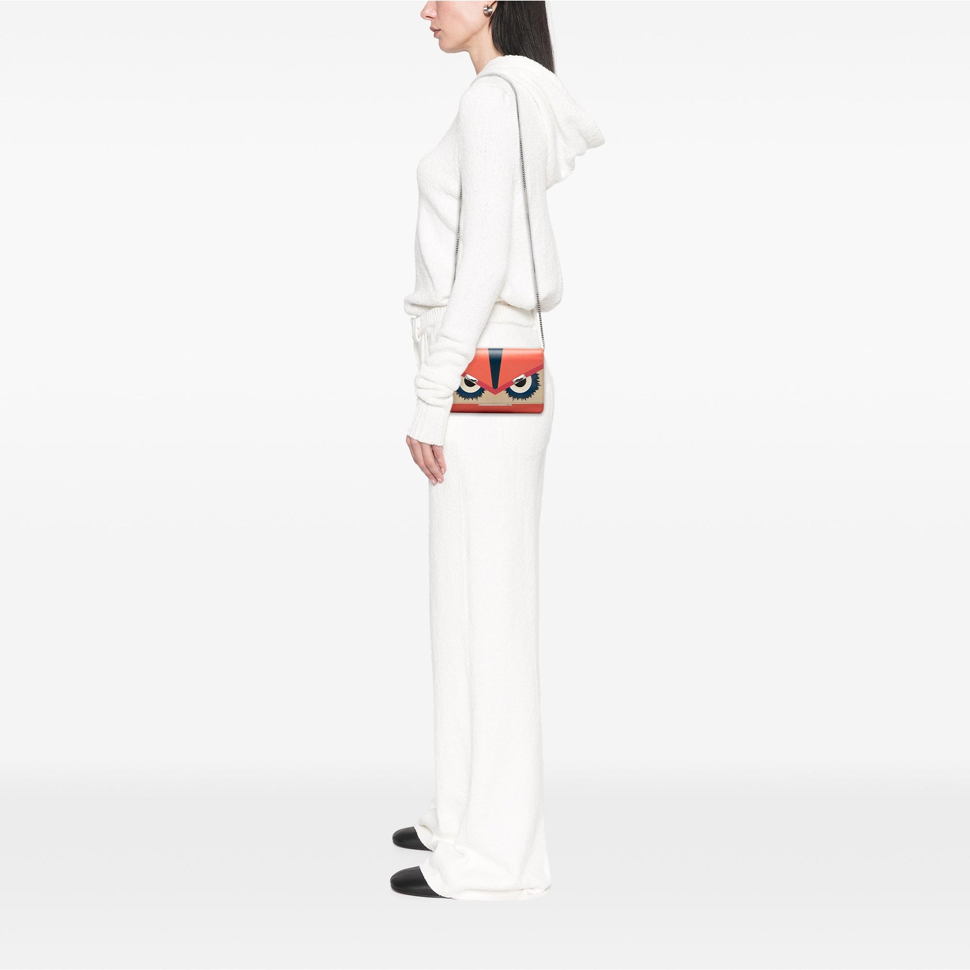Fendi Vitello Elite Crystal Eye Monster Continental Wallet on Chain