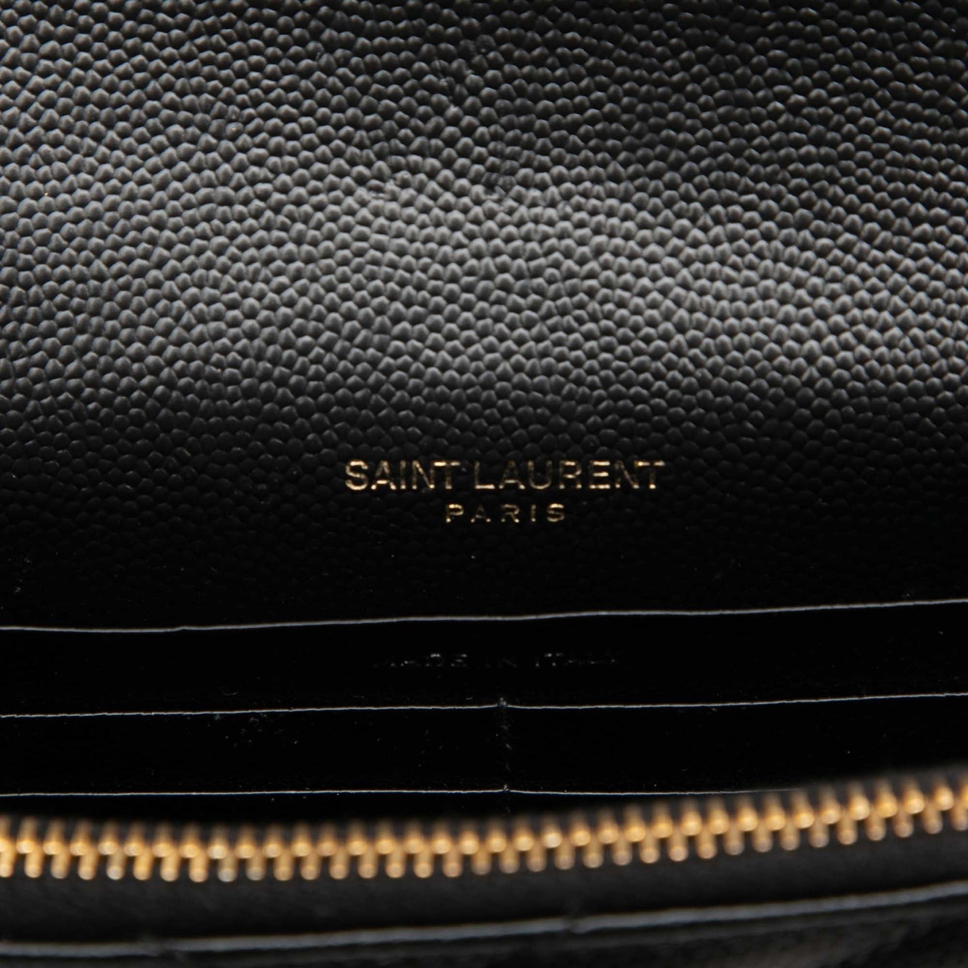 Saint Laurent Grain De Poudre Chevron Cassandre Envelope Chain Wallet