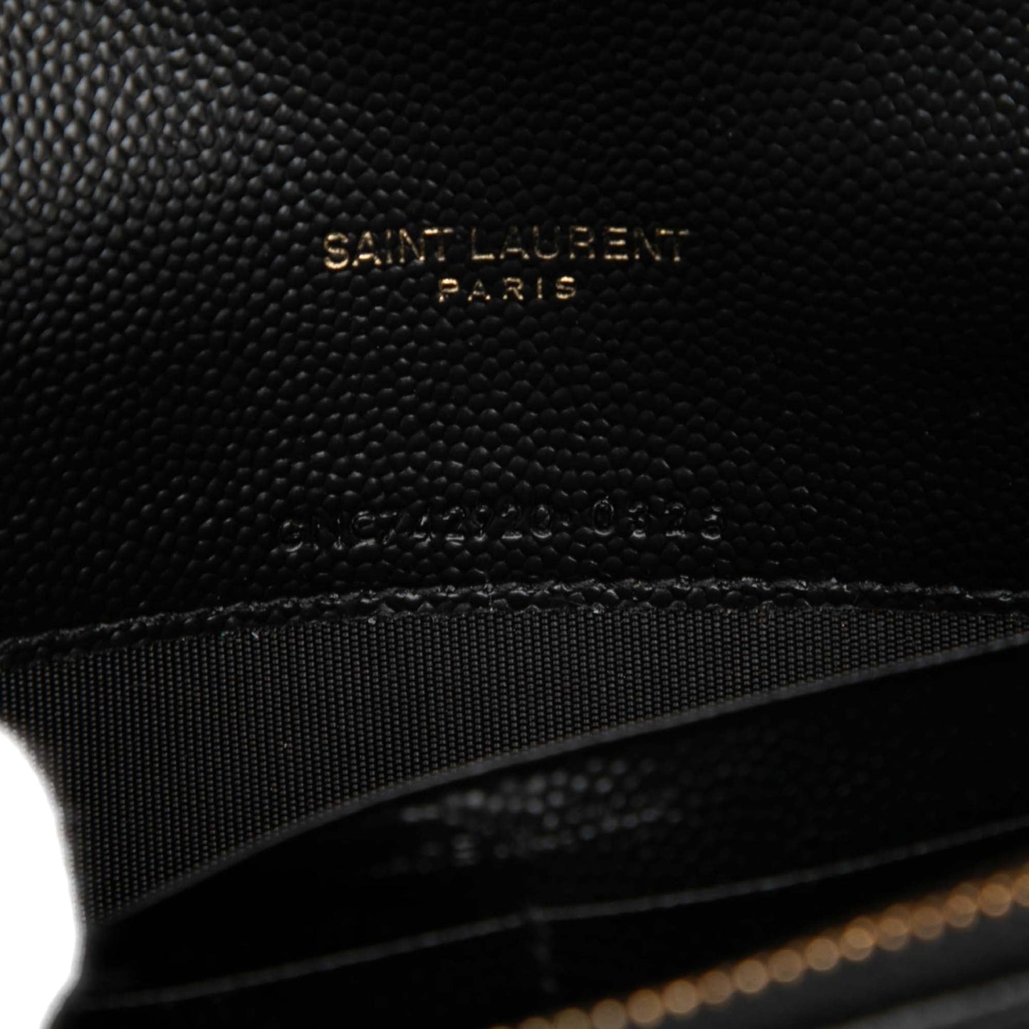 Saint Laurent Grain De Poudre Chevron Cassandre Envelope Chain Wallet