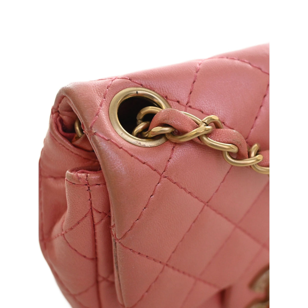 Chanel Mini Square Quilted Metallic Lambskin Precious Jewel Single Flap — Pink