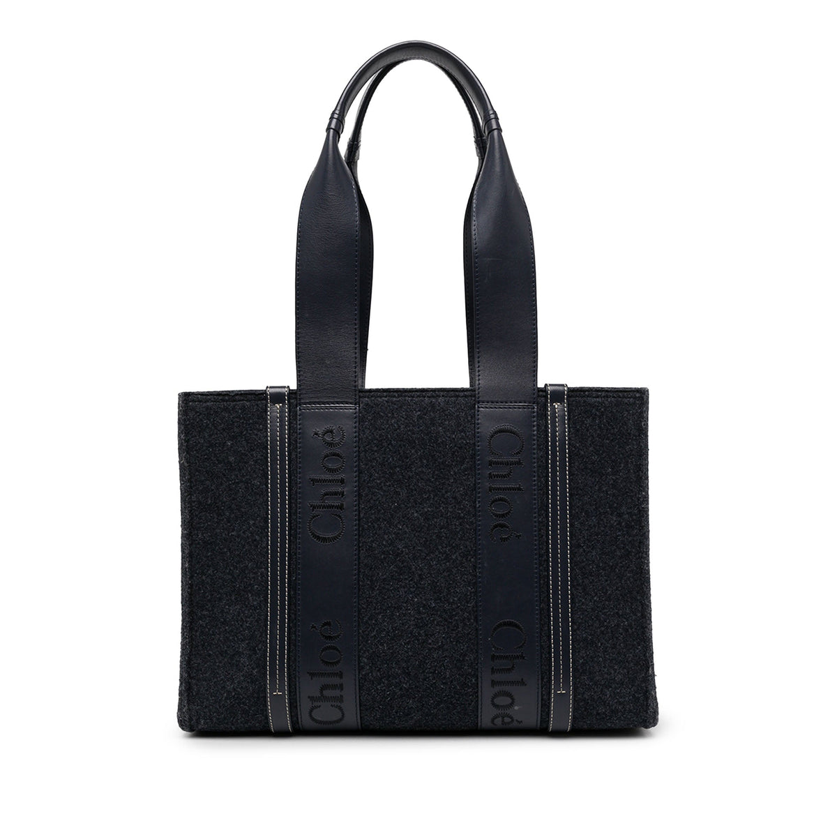 Chloé Medium Felt Woody Tote — Blue
