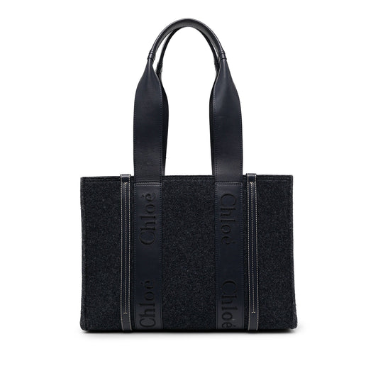 Chloé Medium Felt Woody Tote — Blue
