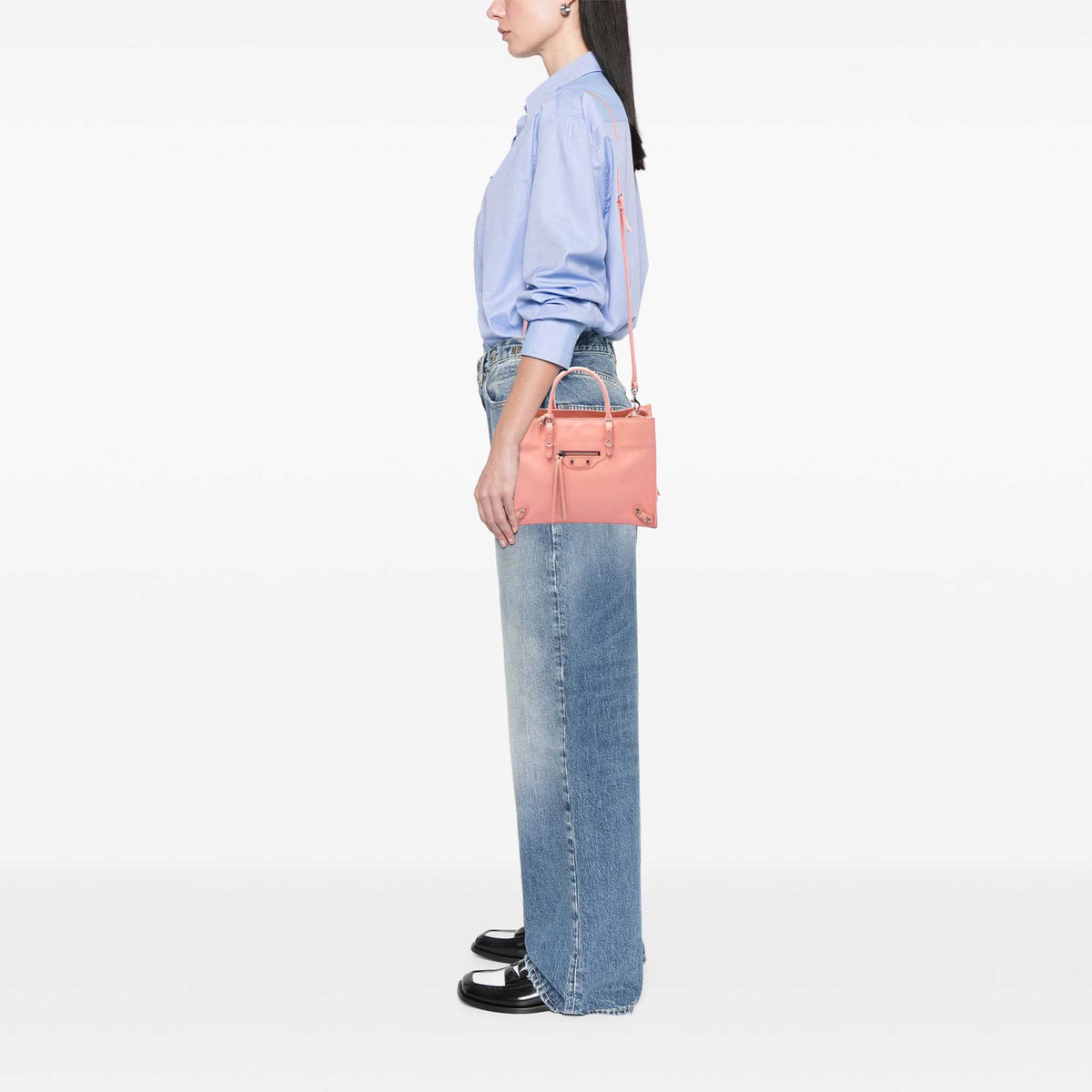 Balenciaga Calfskin Papier A6 Zip Around Satchel