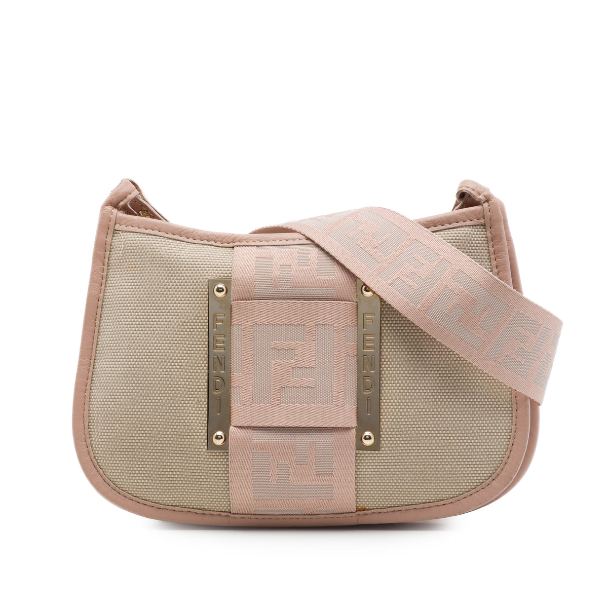 Fendi Canvas Zucca Borsa Tape Crossbody — Beige