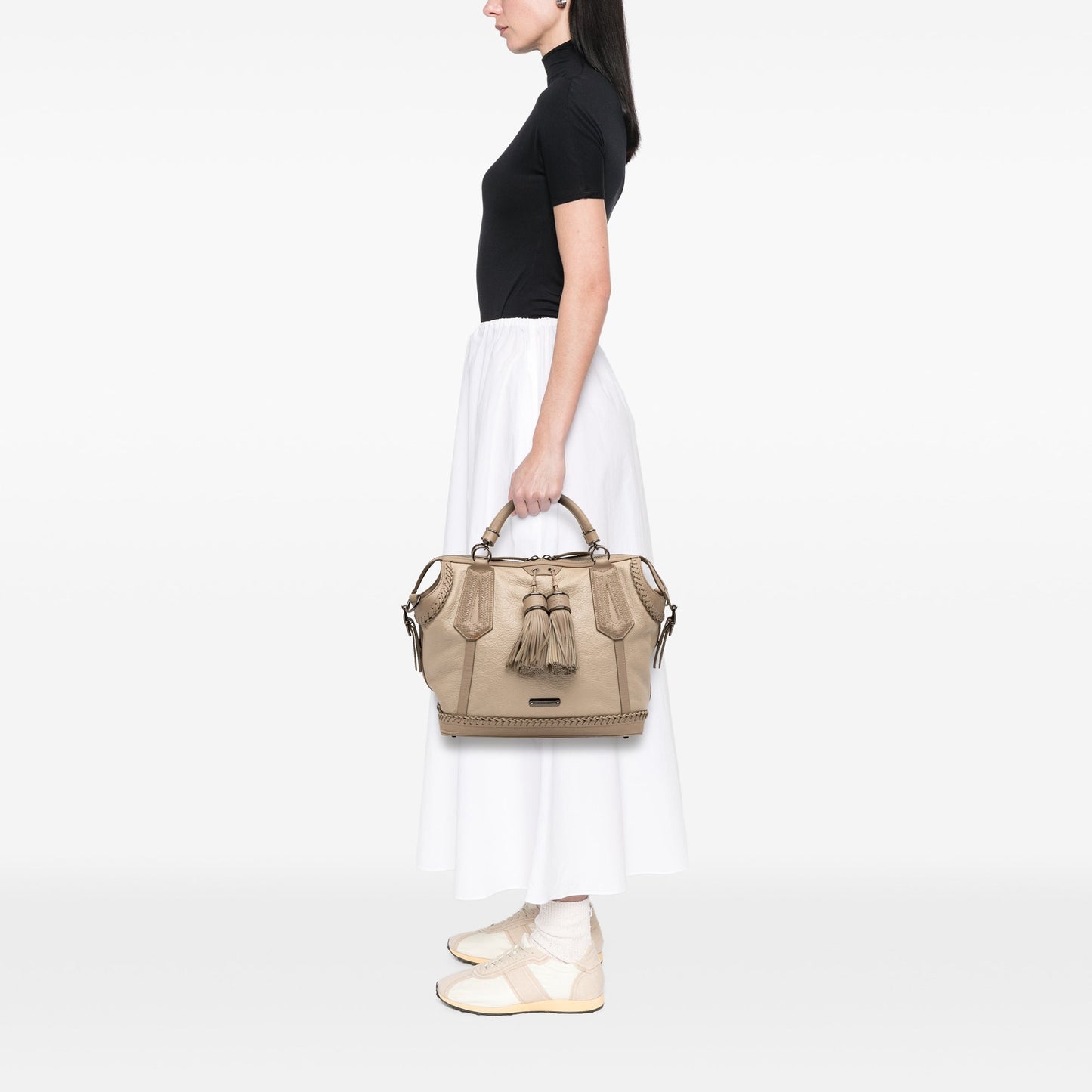Burberry Leather Whipstitch Tassel Ellers Satchel