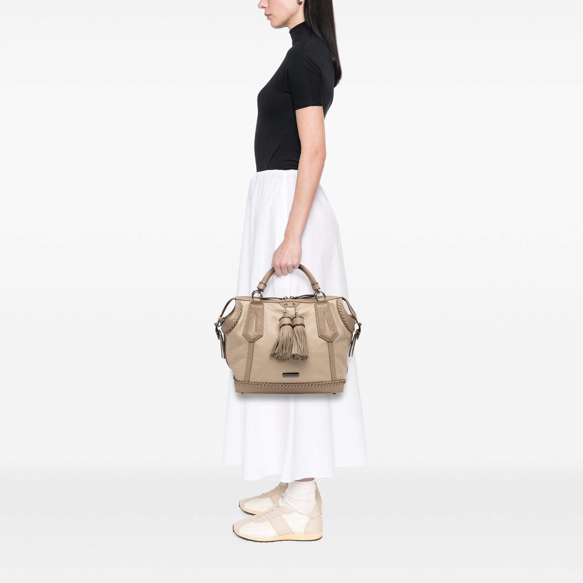Burberry Leather Whipstitch Tassel Ellers Satchel