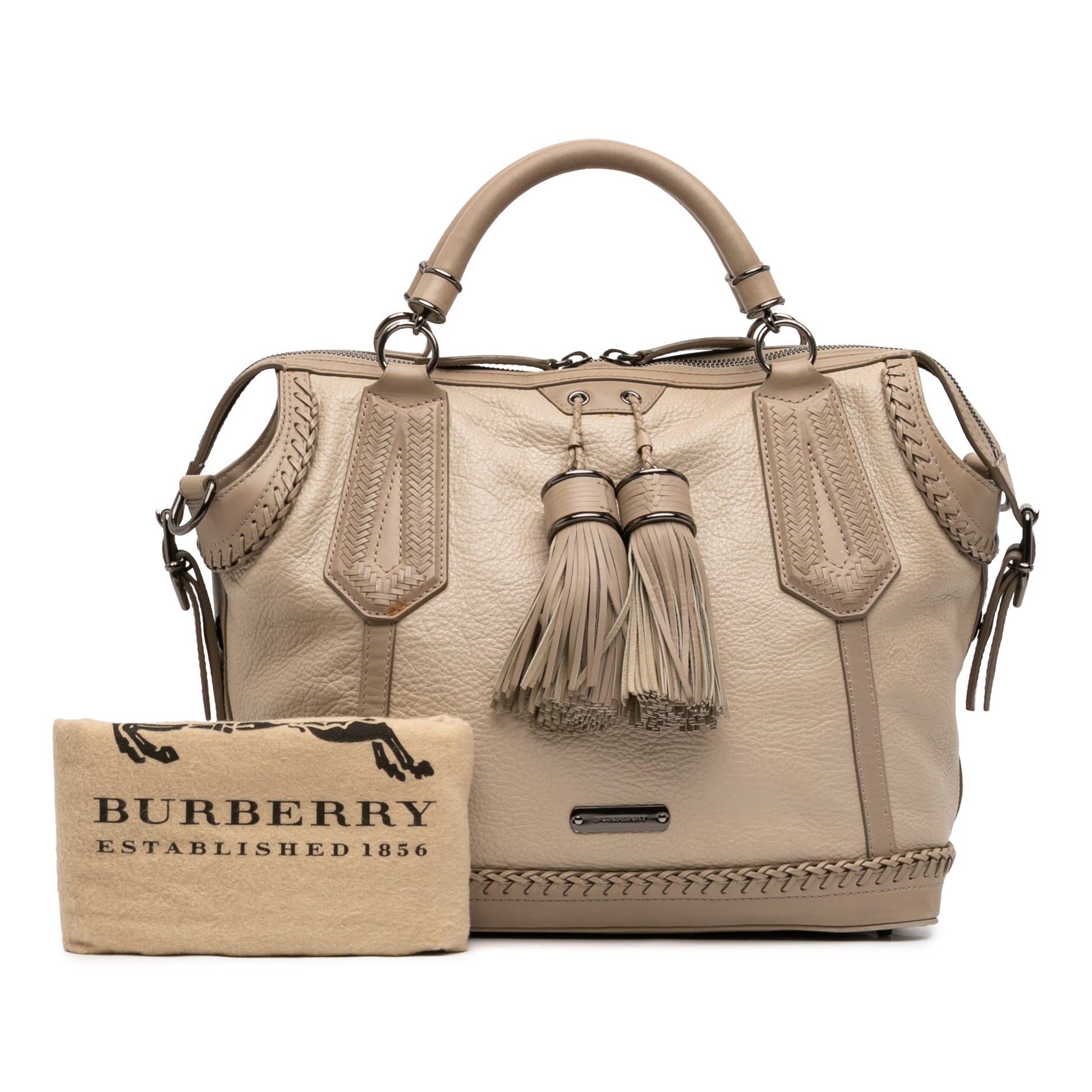 Burberry Leather Whipstitch Tassel Ellers Satchel